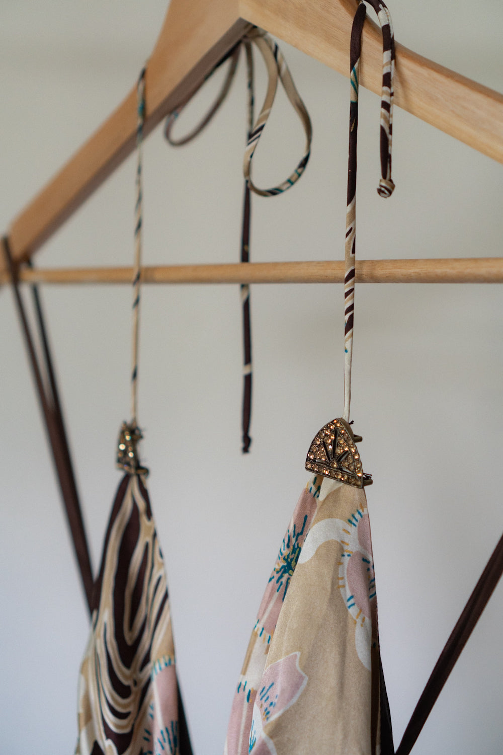 Vintage Brown Abstract Silk Halter Top