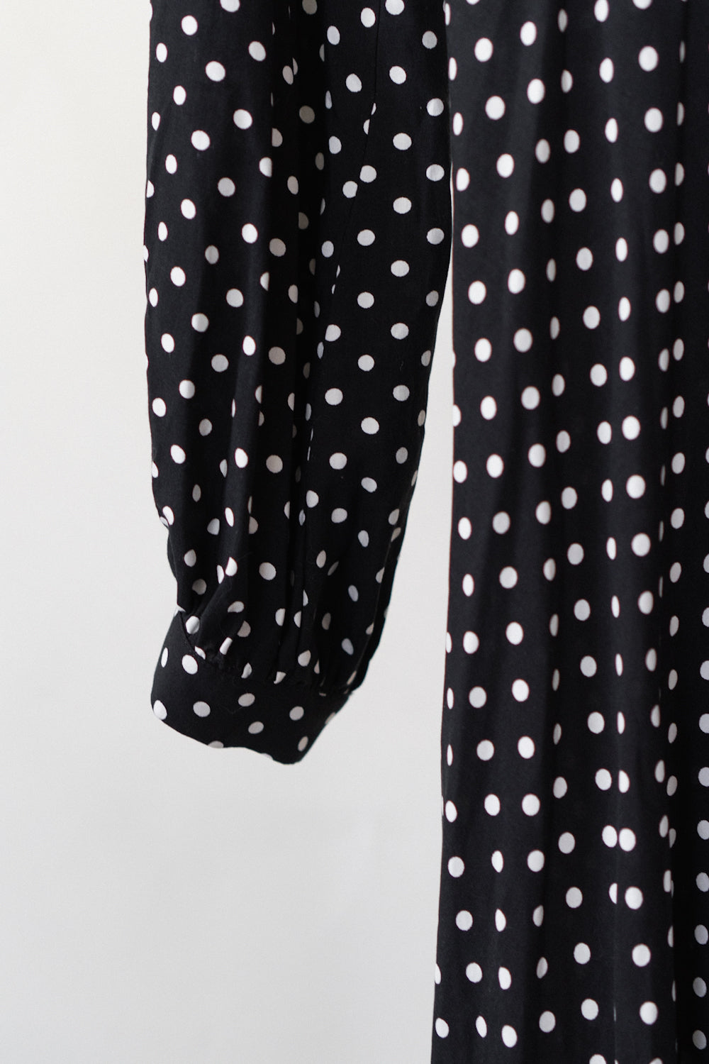 Vintage French Black Polka Dot Long Sleeve Dress