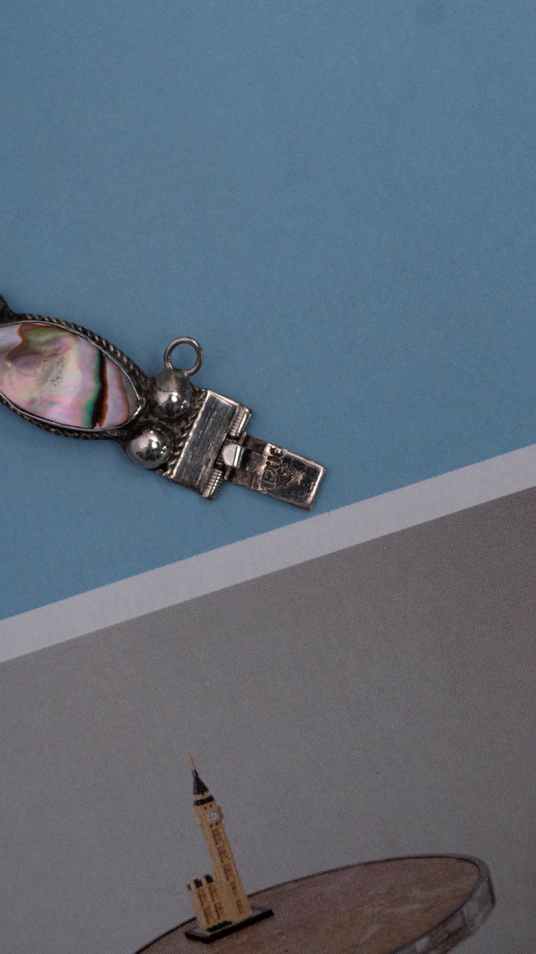 Vintage Sterling Silver Abalone Bracelet