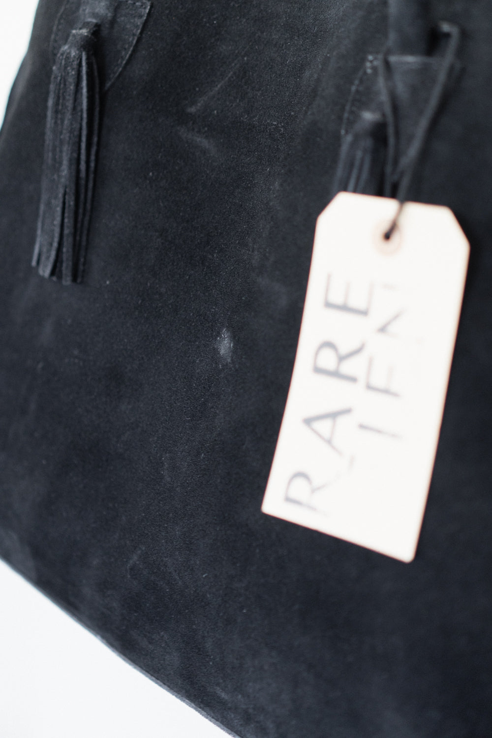 Oversized Black Suede Fringe Tote