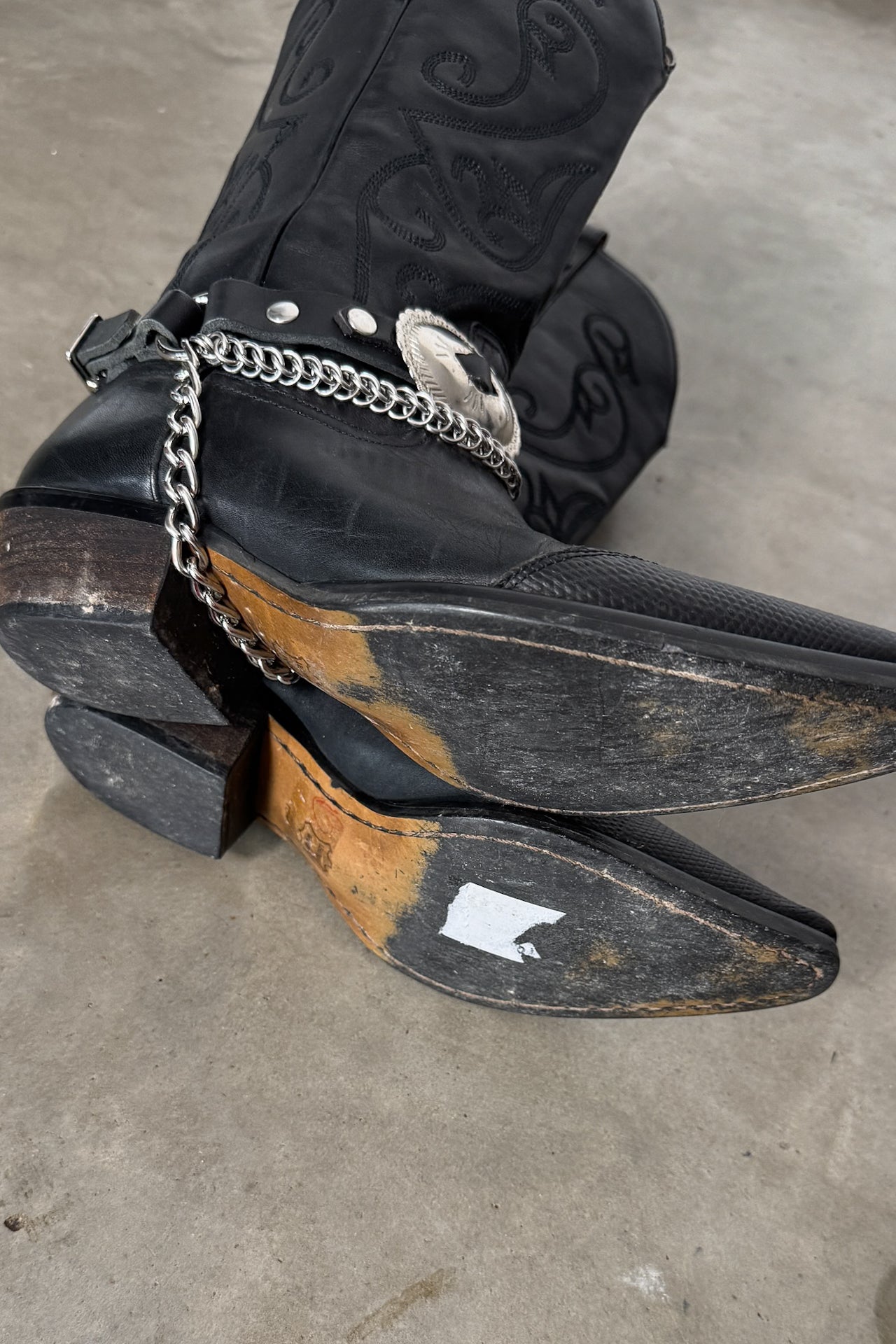 Y2K 100% Leather Black Contrast Boots