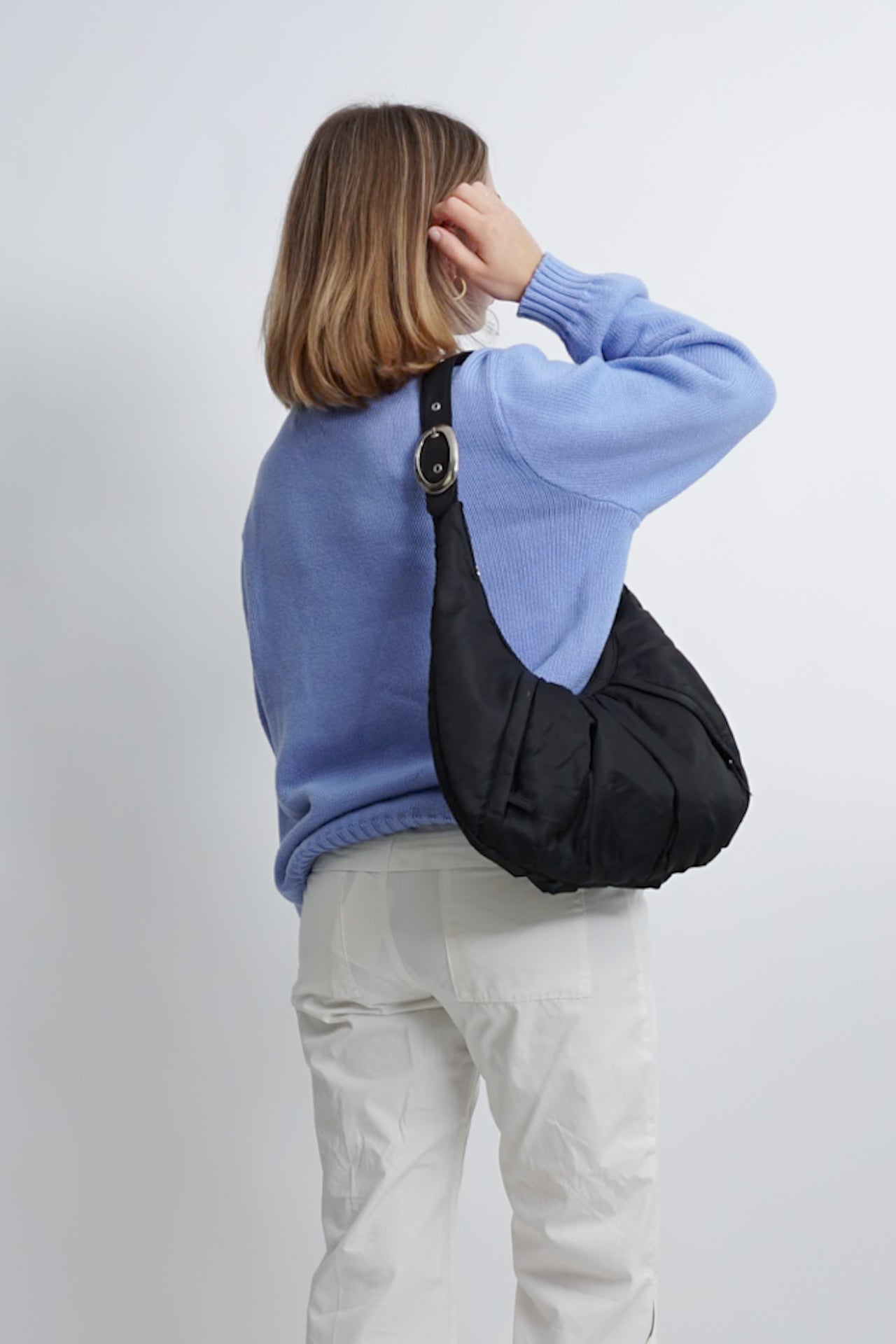 Vintage Nylon Crescent Shoulder Bag