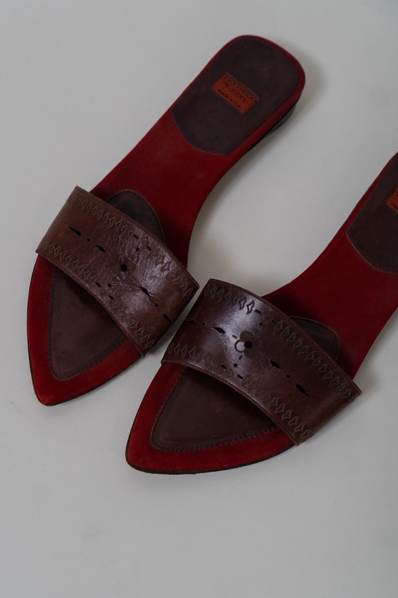 Vintage Italian Brown Leather Slides