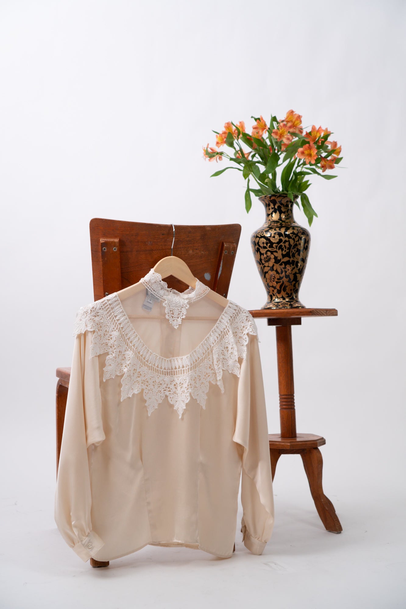 Vintage Satin Lace Blouse