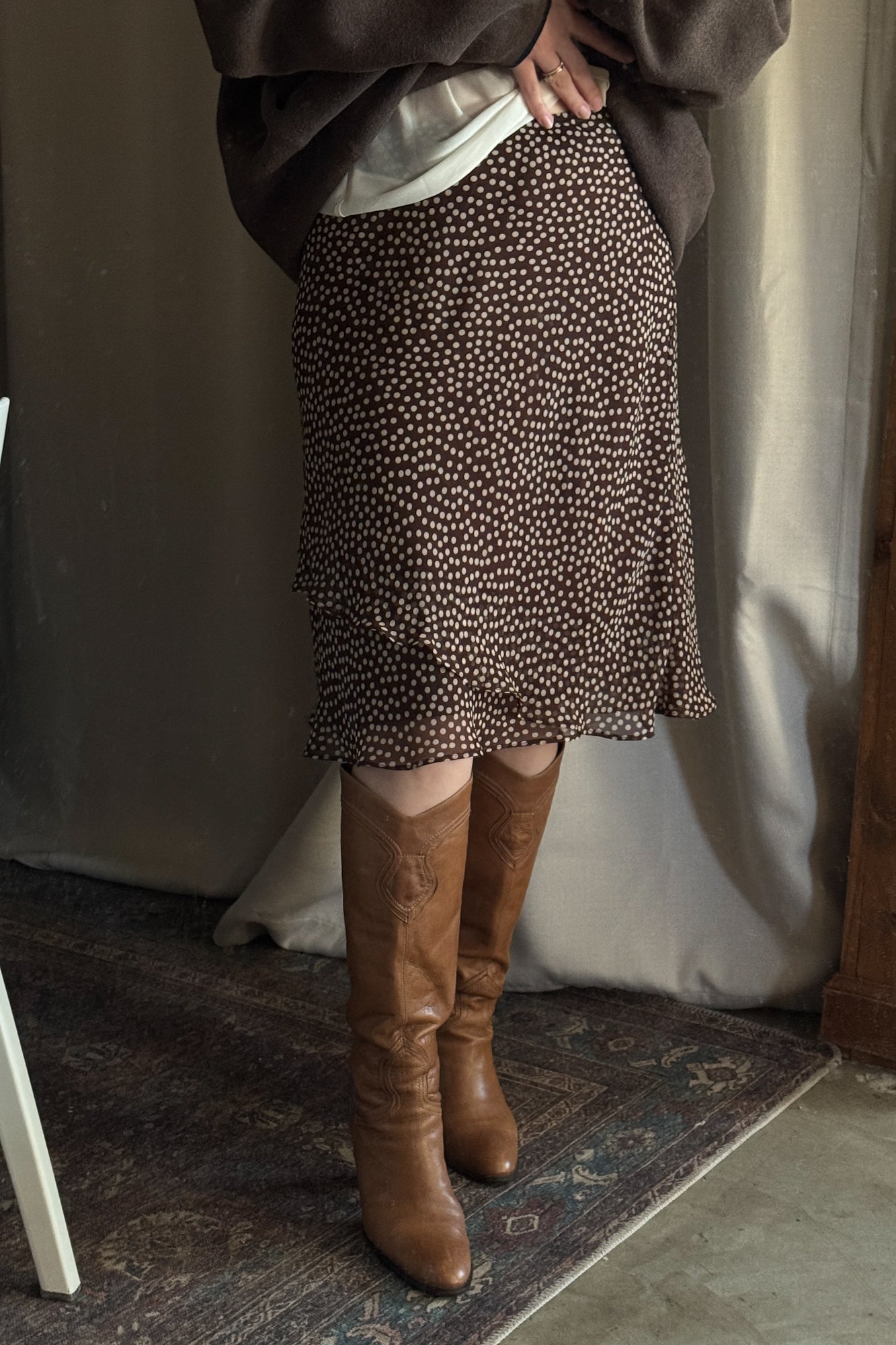 Vintage Brown Polka Dot Skirt
