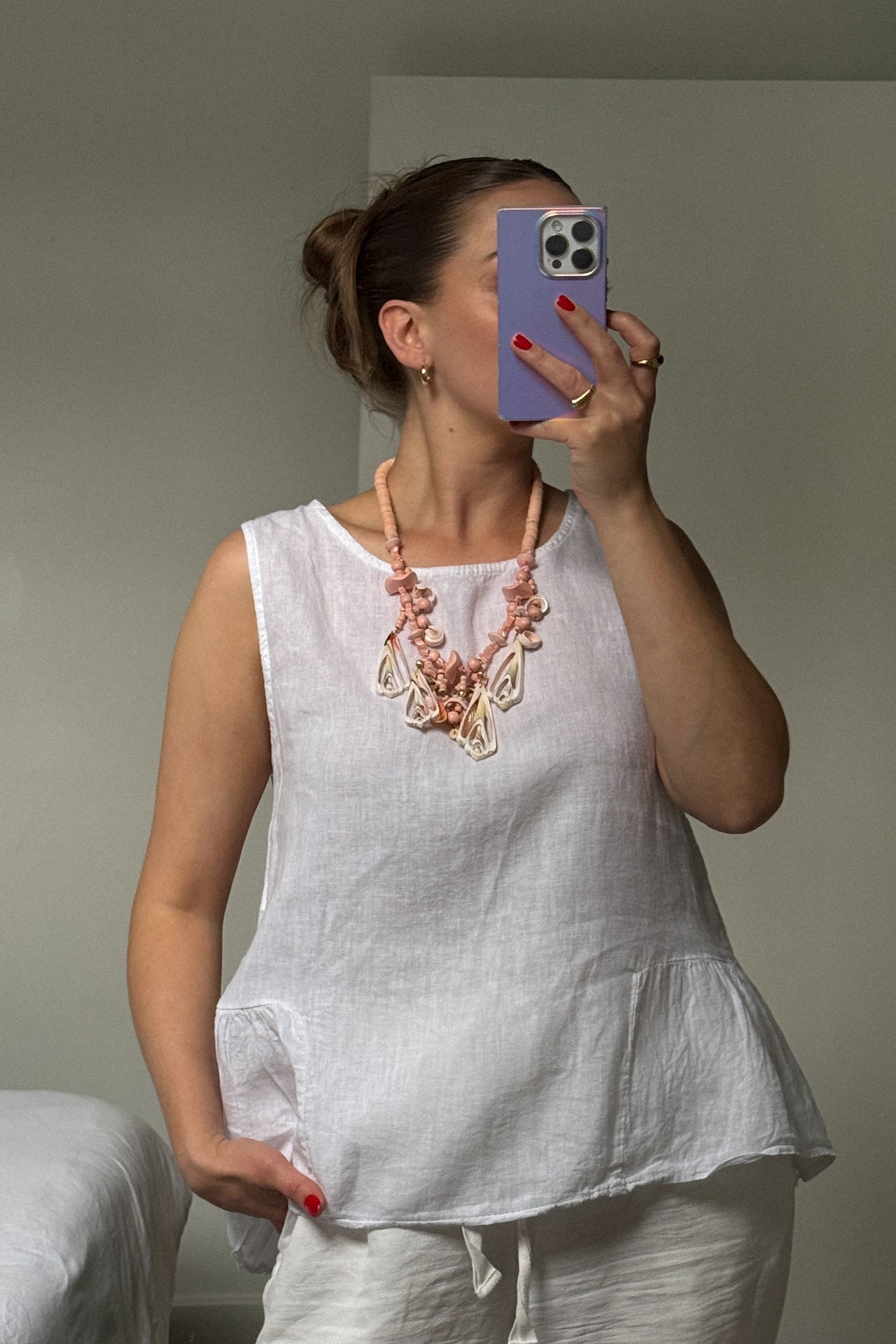 Vintage Mixed Wood & Shell Statement Necklace