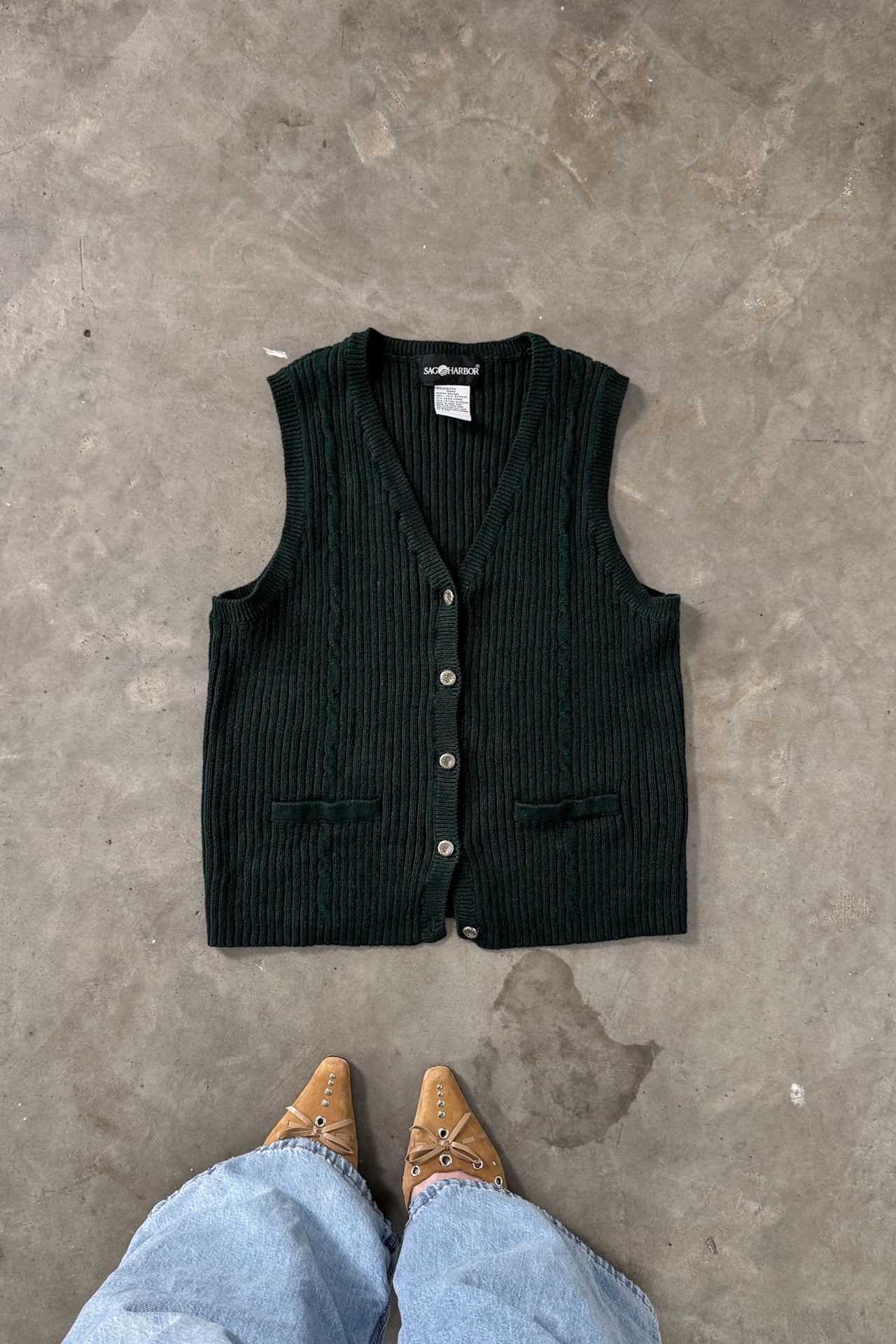 Vintage Deep Green Knit Vest