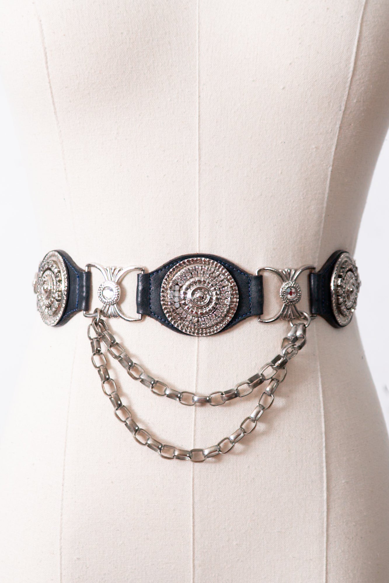 RARE Vintage Leather Western Chain Belt