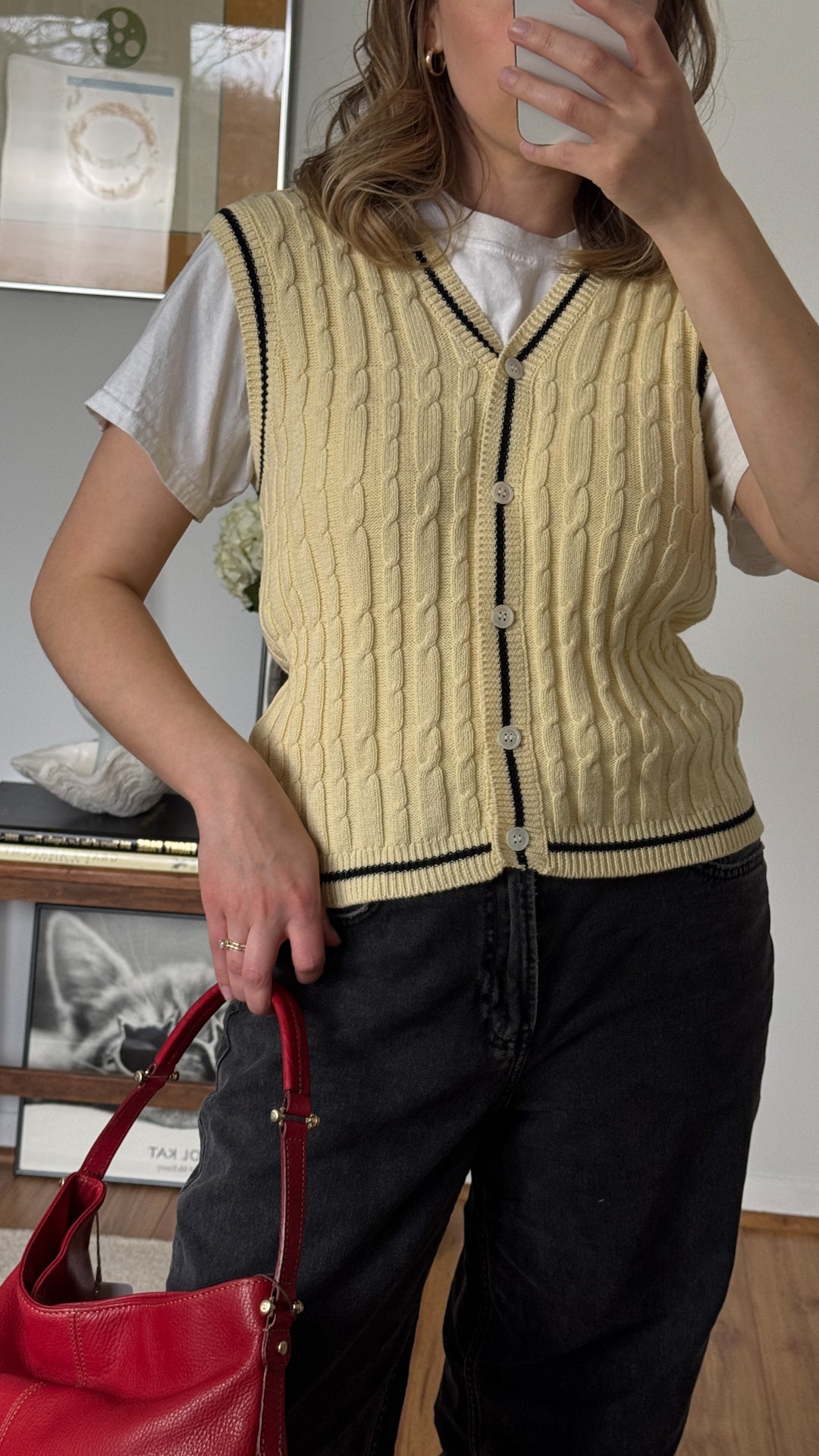 VTG Butter Yellow Knit Vest