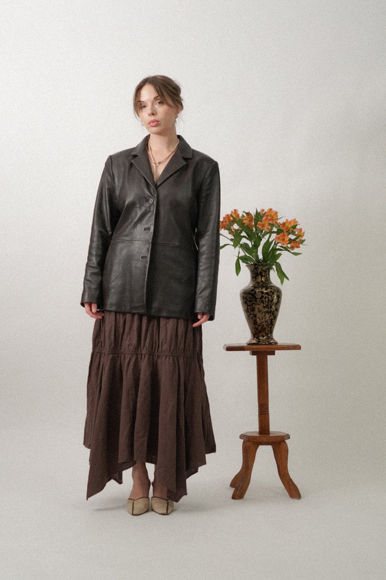 Vintage Brown Supple Leather Blazer Jacket