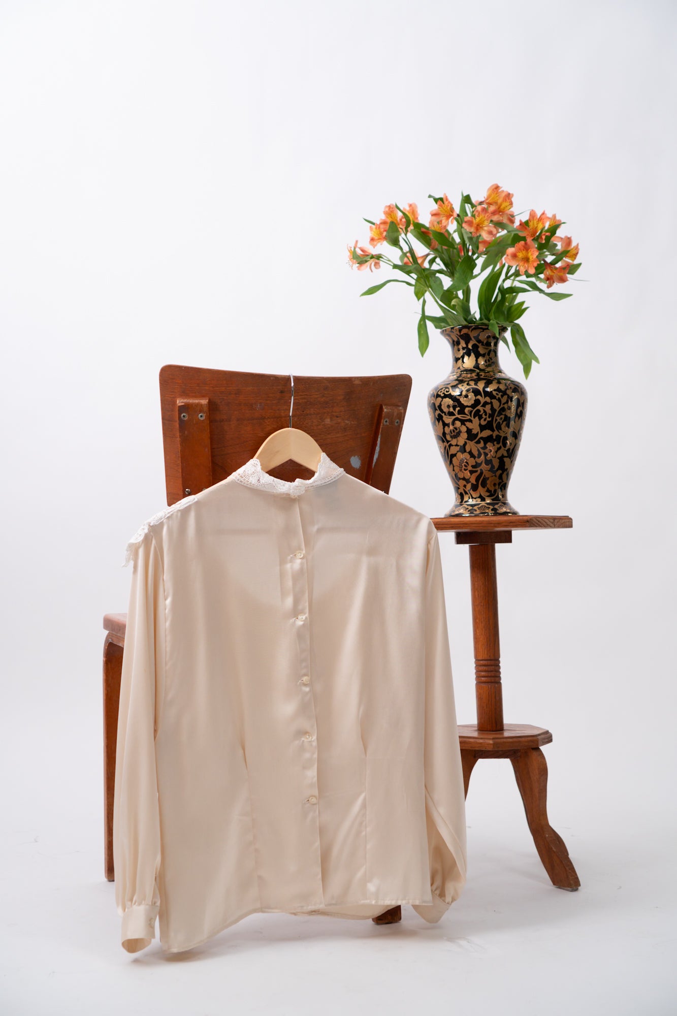 Vintage Satin Lace Blouse