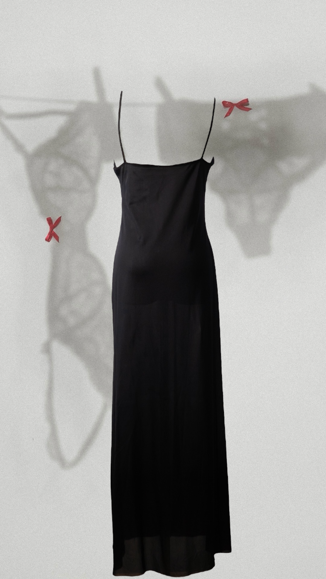 VTG Black Lace Bodice Maxi Slip Dress