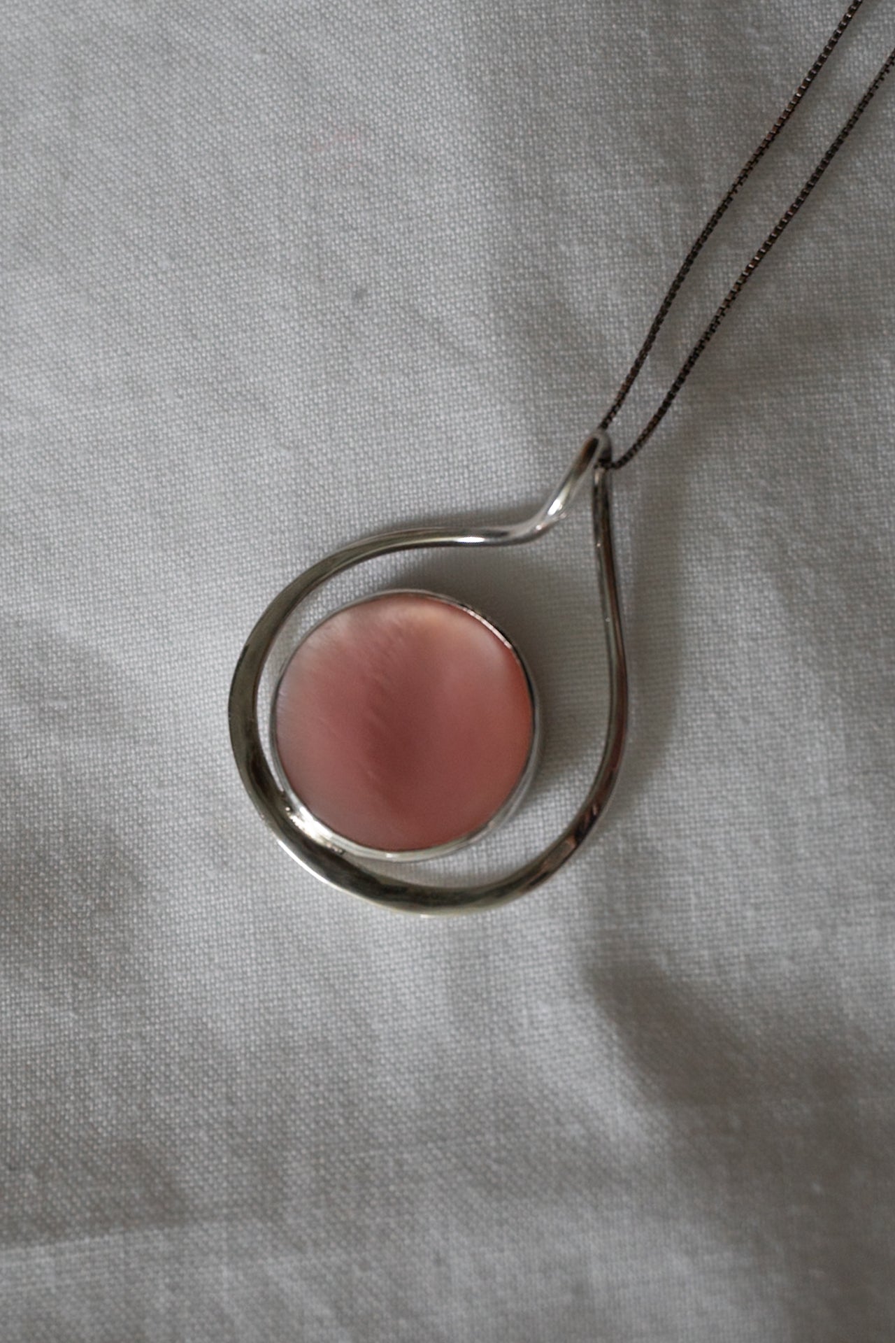 Italian Pink Mother-of-Pearl Teardrop Sterling Silver Necklace