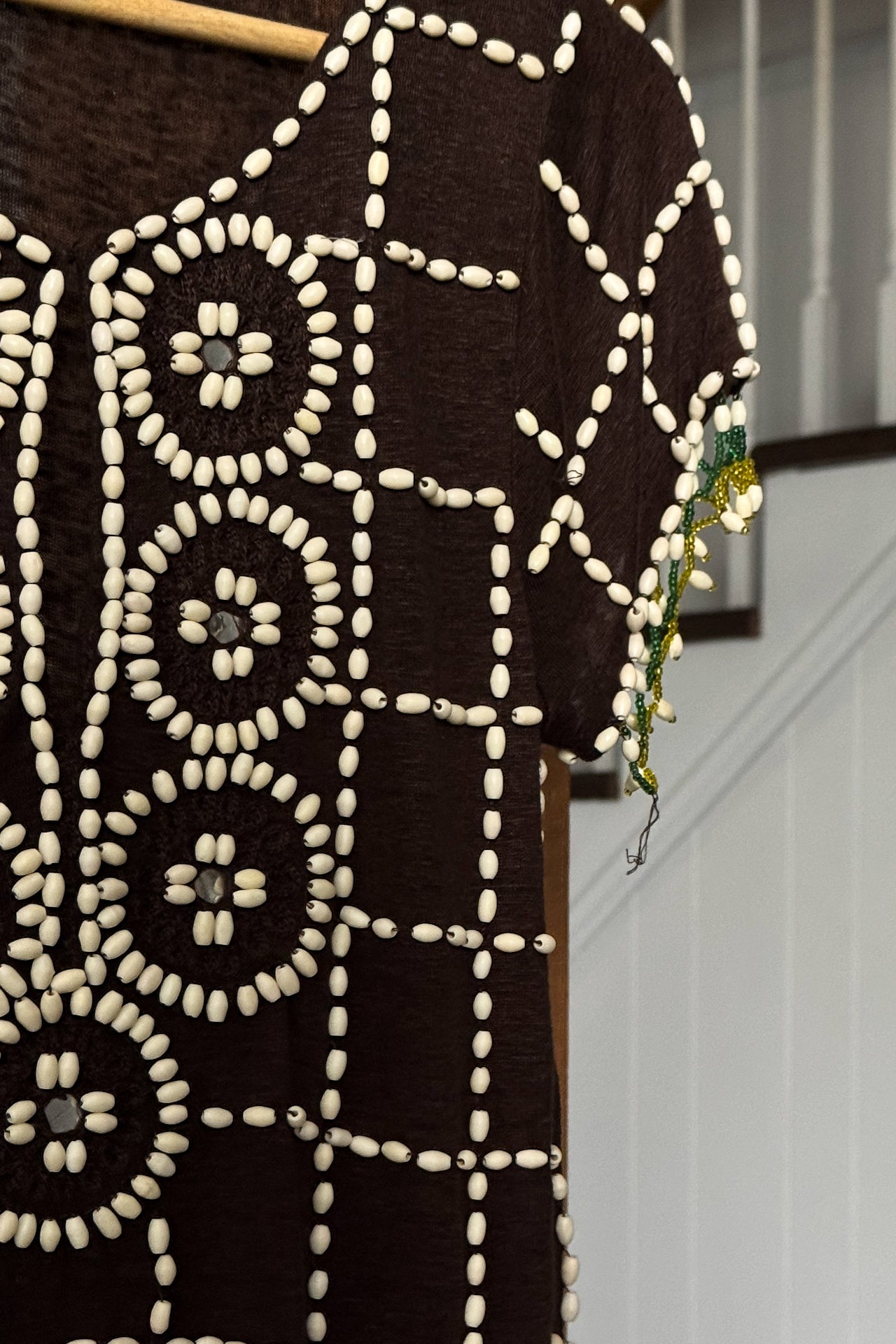 Vintage Linen Beaded Dress