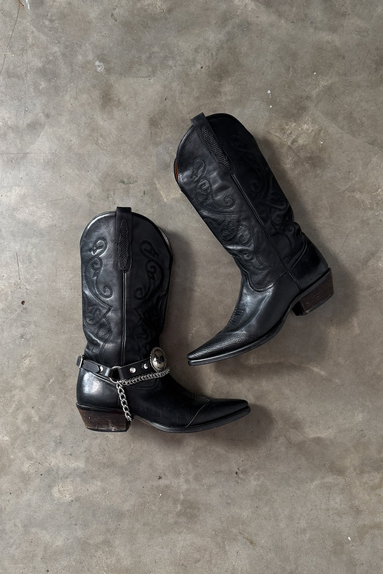 Y2K 100% Leather Black Contrast Boots