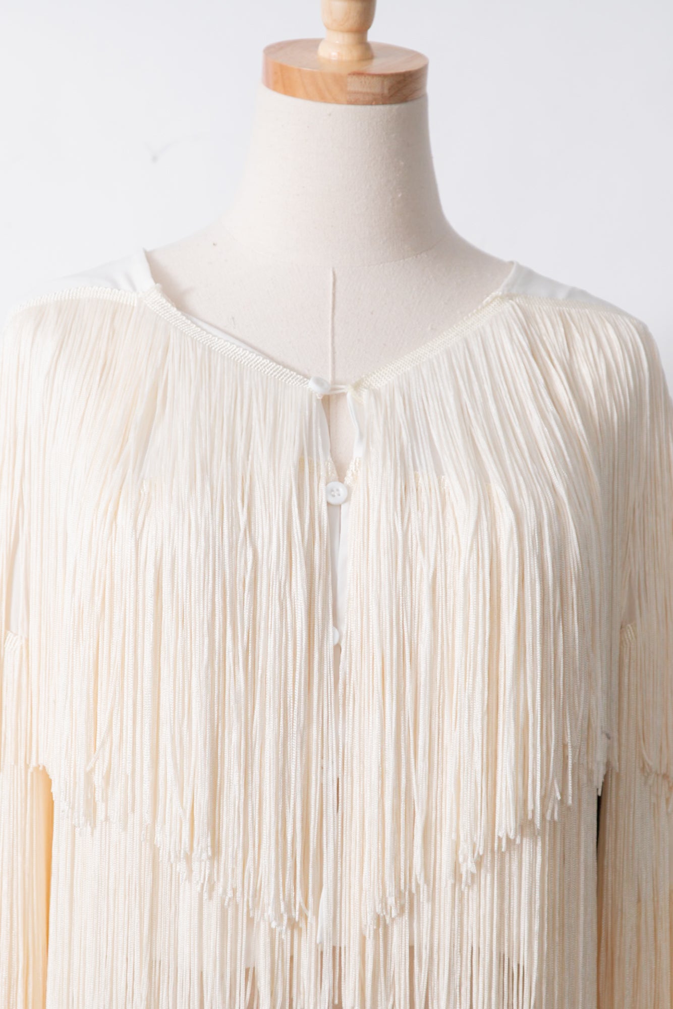 White & Cream Fringe Jacket