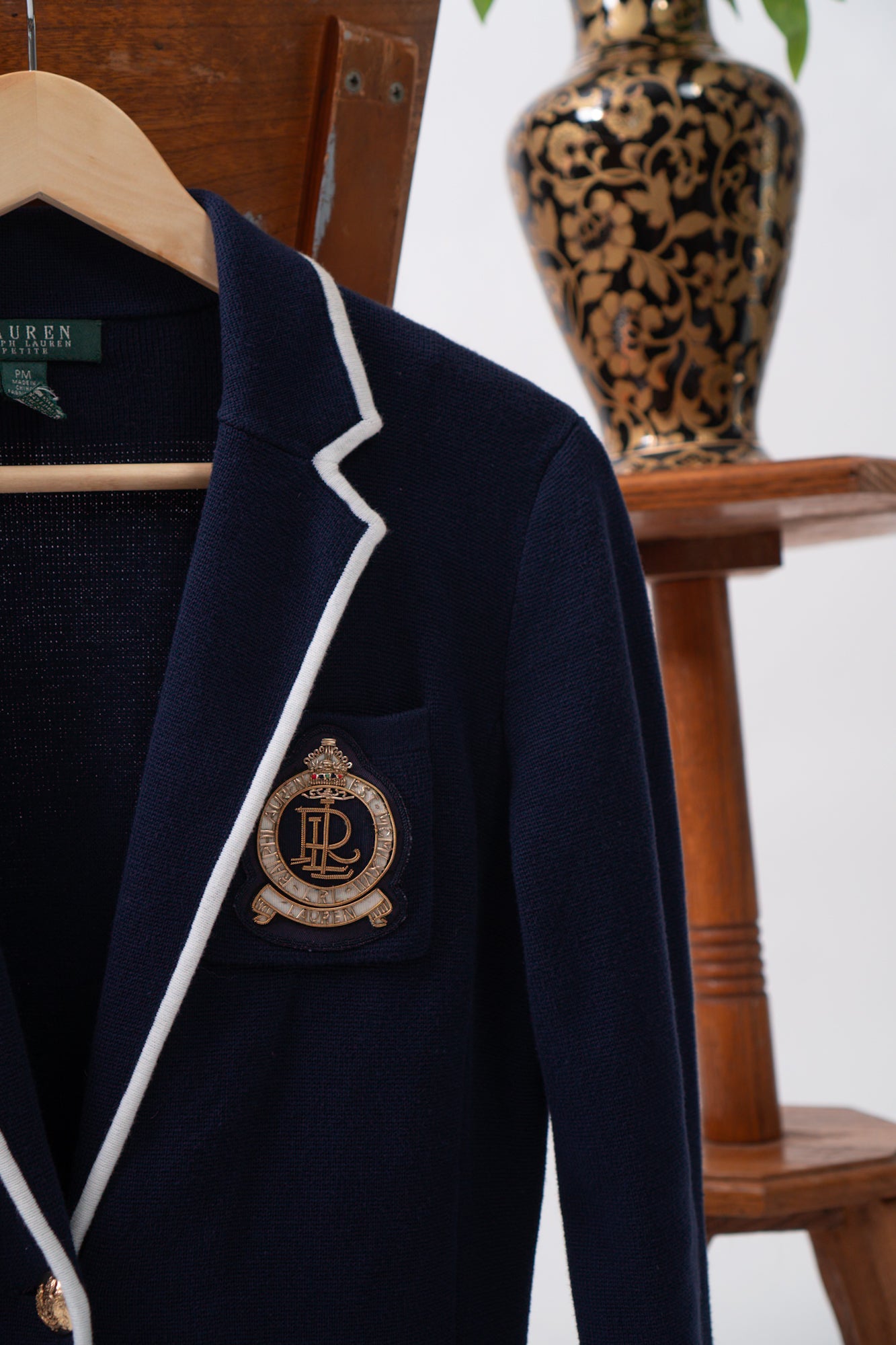 Y2K Ralph Lauren Collegiate Navy Cardigan Blazer