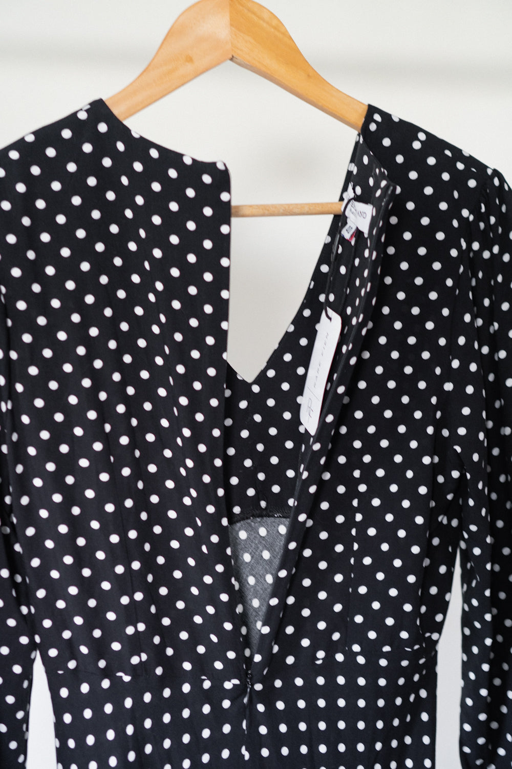 Vintage French Black Polka Dot Long Sleeve Dress
