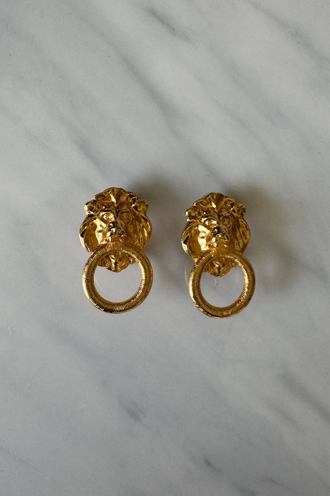VTG Lion Head Knocker Clip-On Earrings