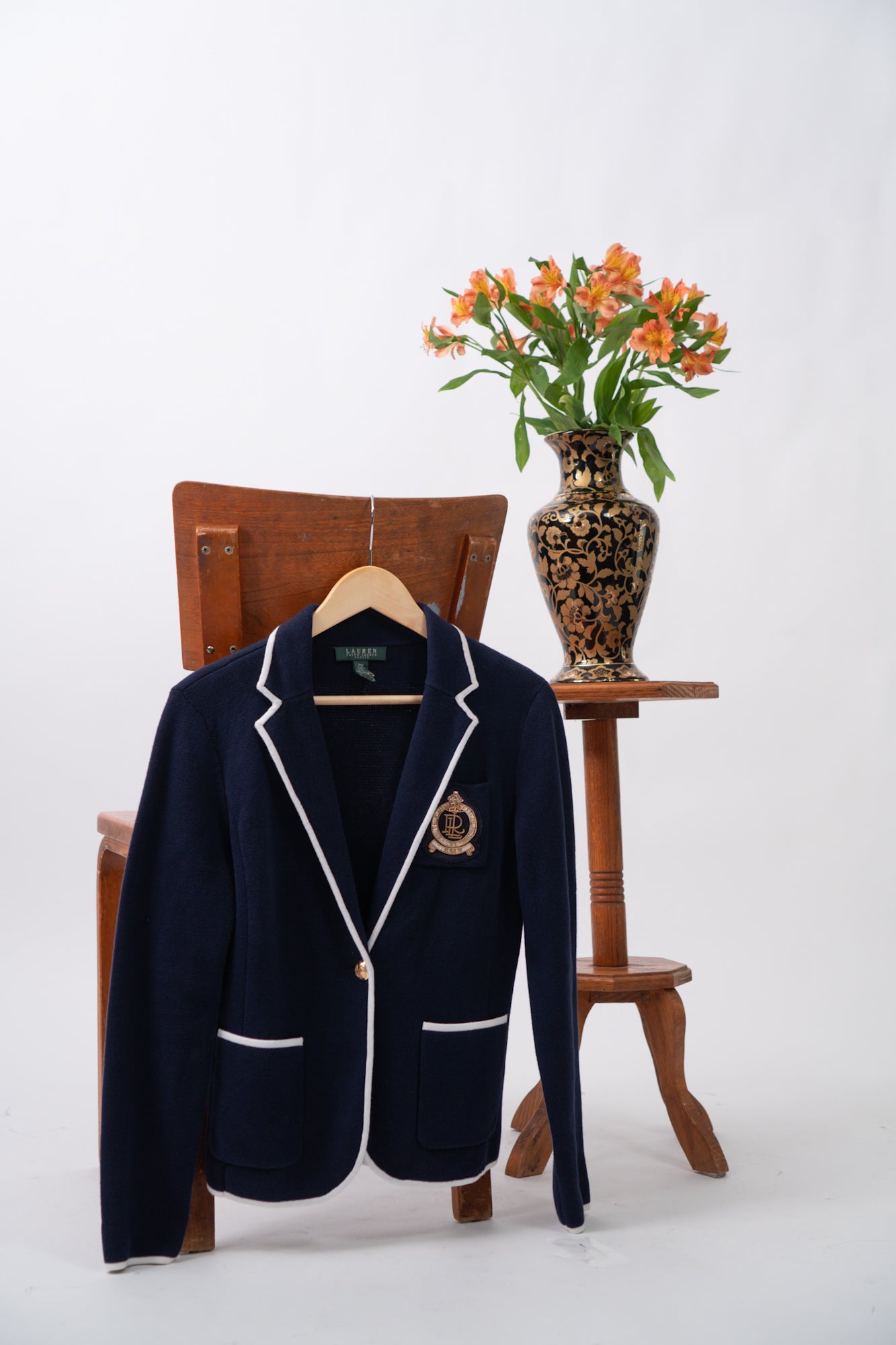 Y2K Ralph Lauren Collegiate Navy Cardigan Blazer