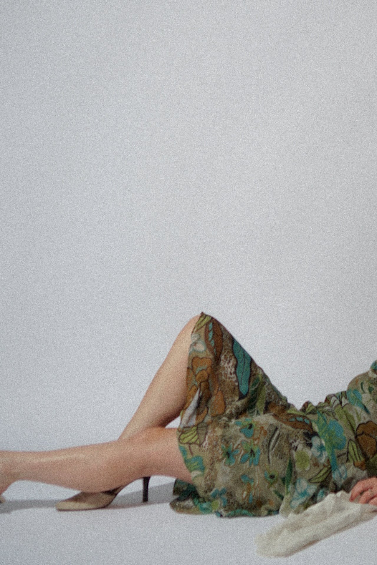 Y2K Floral Chiffon Green Dress