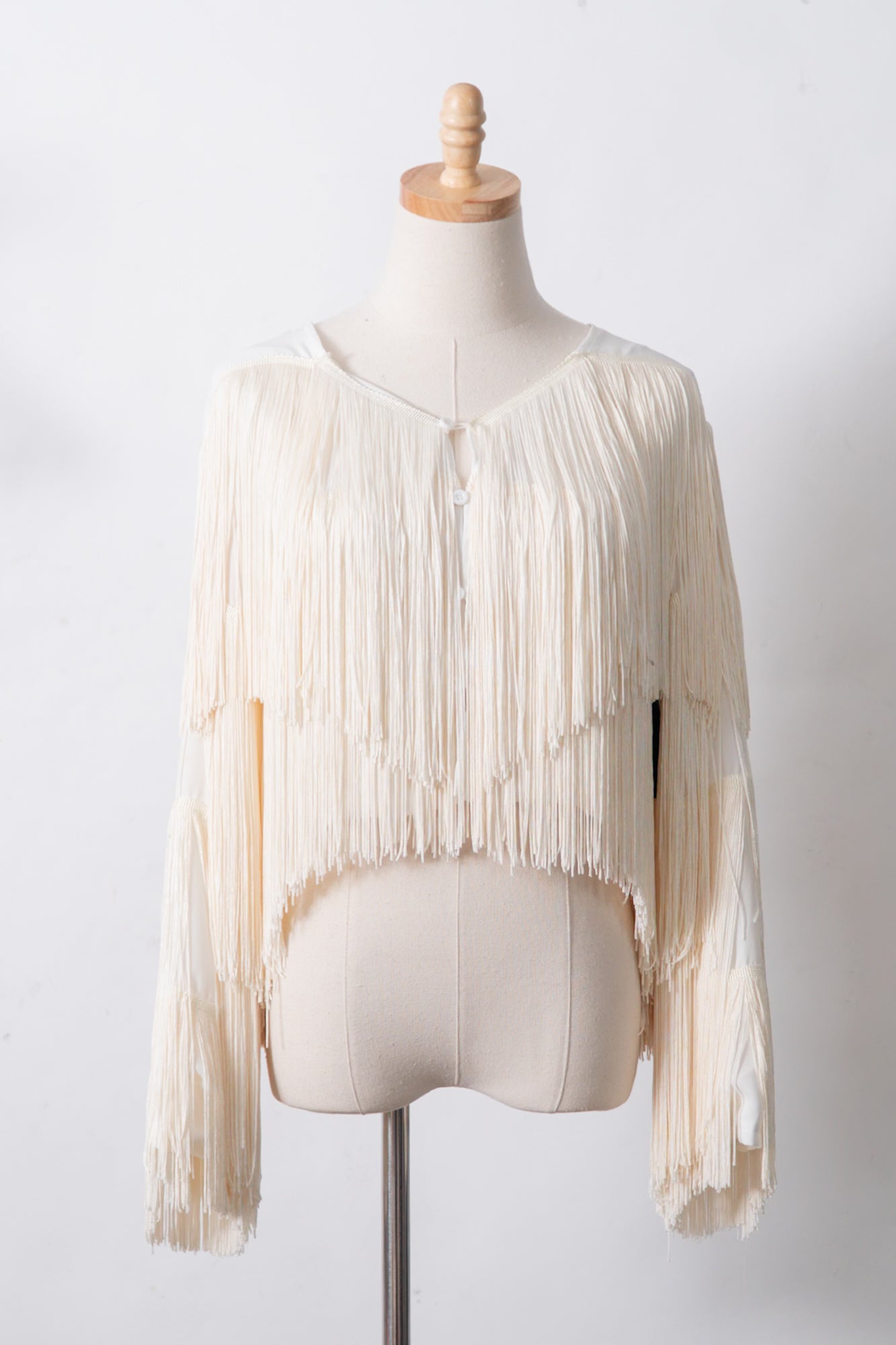 White & Cream Fringe Jacket