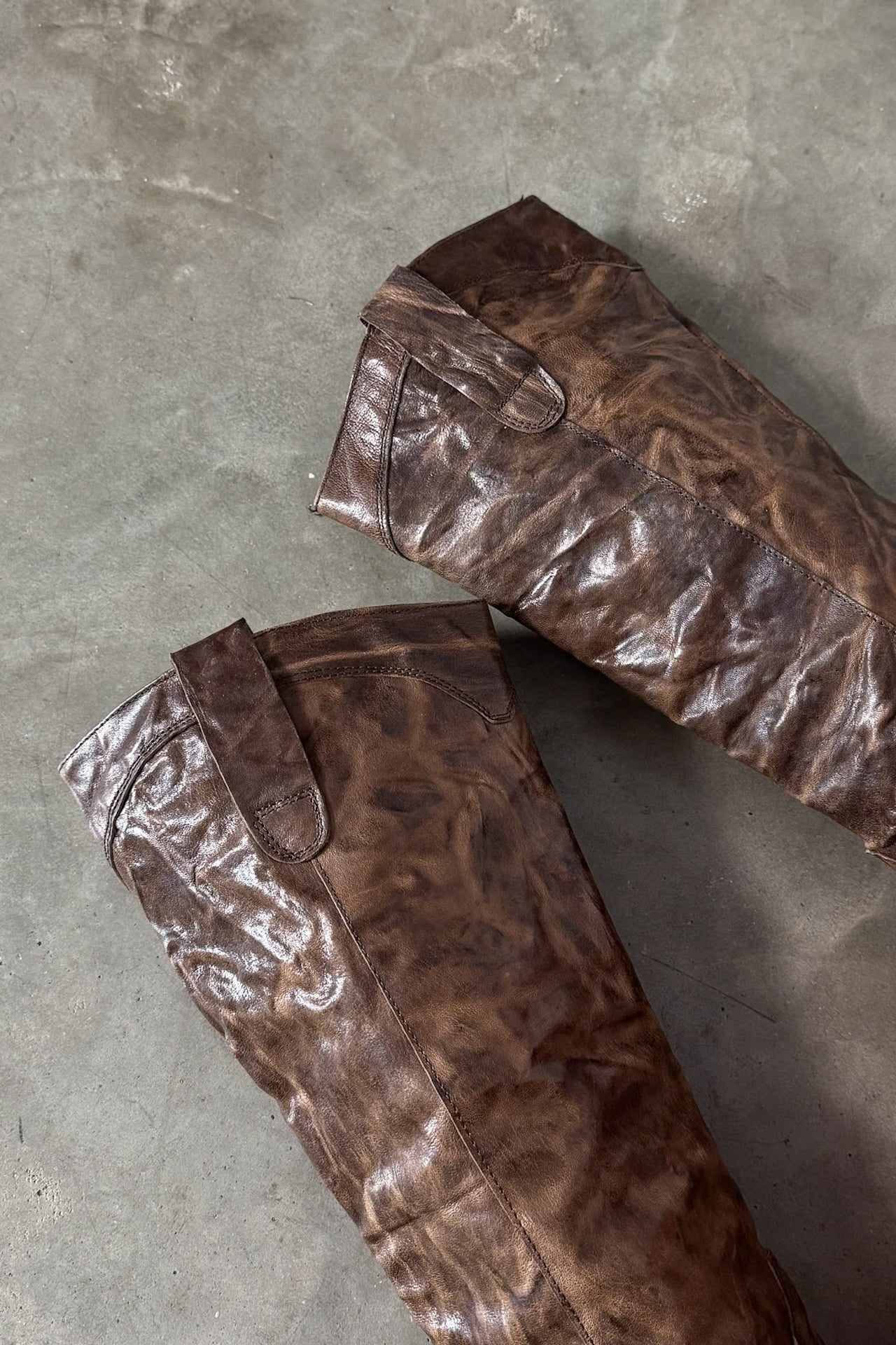 Vintage Italian 100% Leather Brown Western Boots