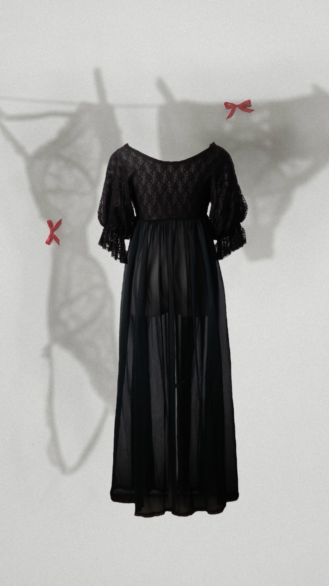 Vintage Black Lace Peignoir