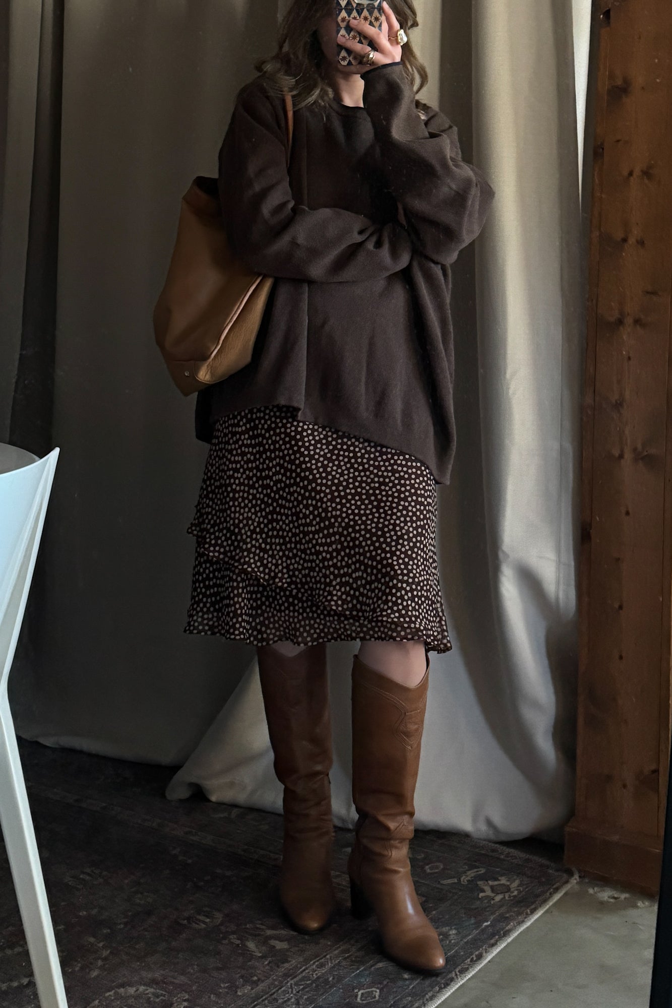 Vintage Brown Polka Dot Skirt