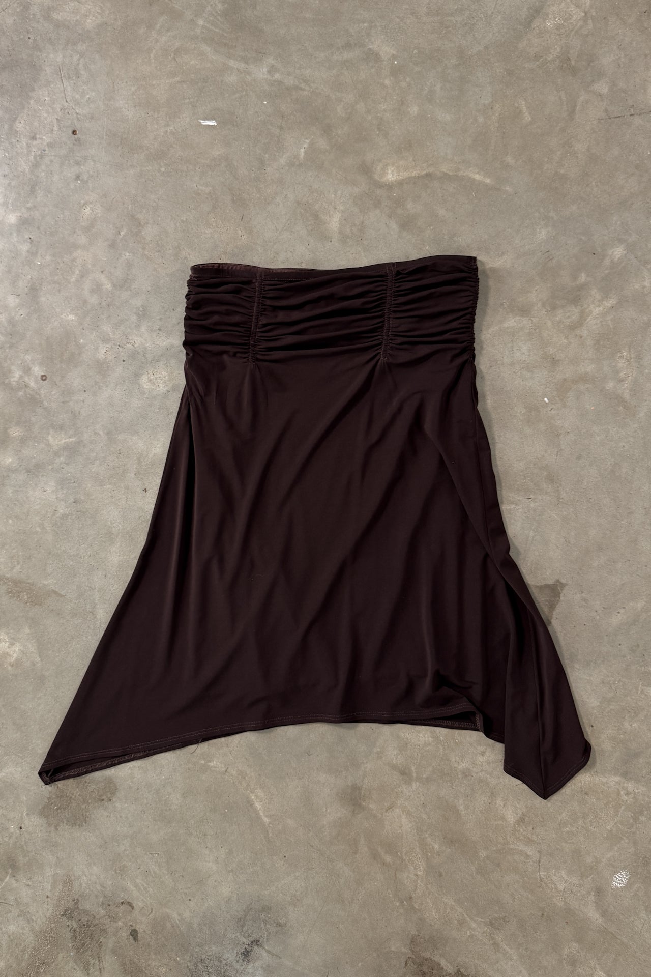 Y2K Handkerchief Hem Brown Strapless Dress