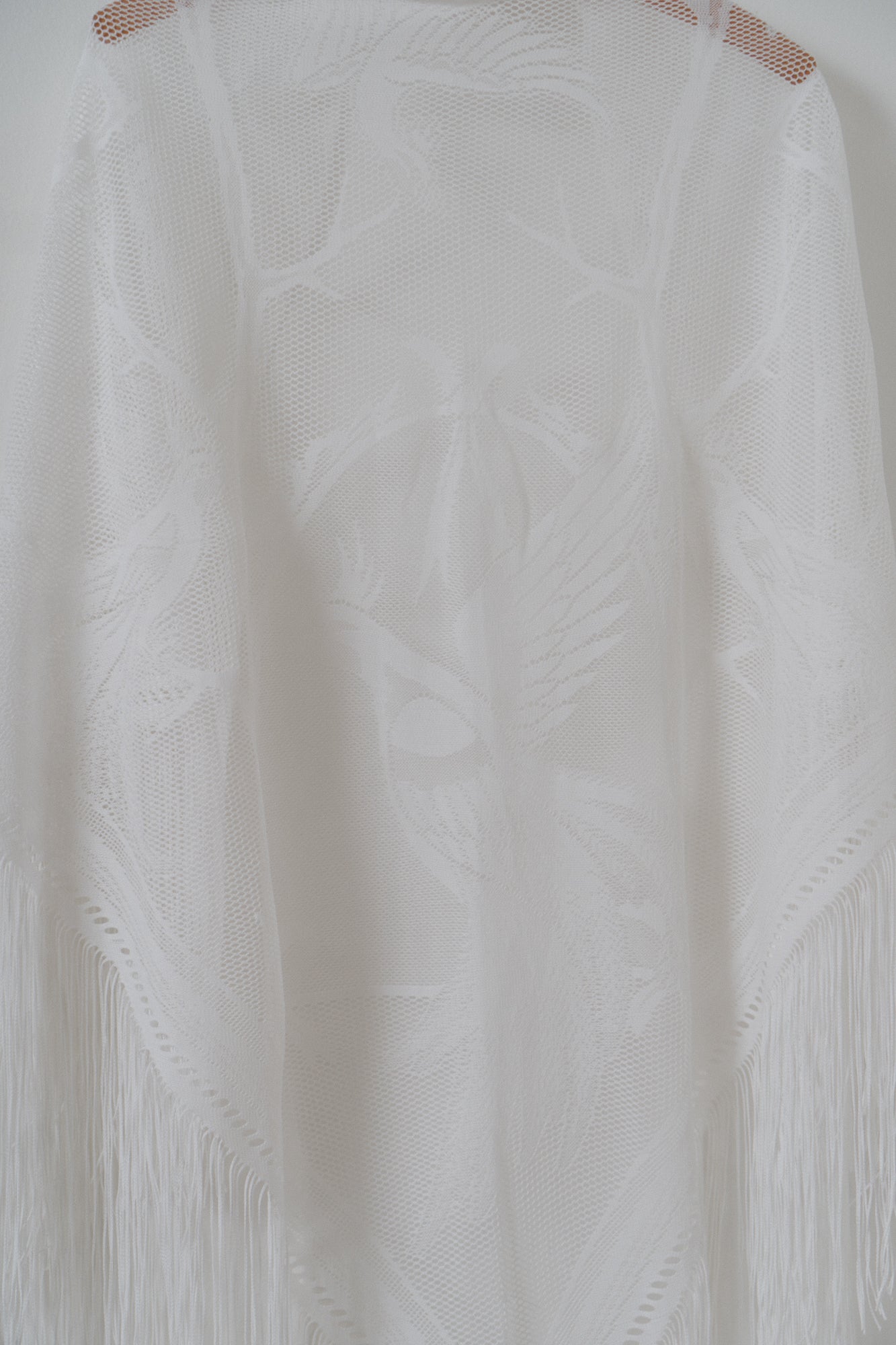 Vintage Birds & The Trees Fringe Shawl