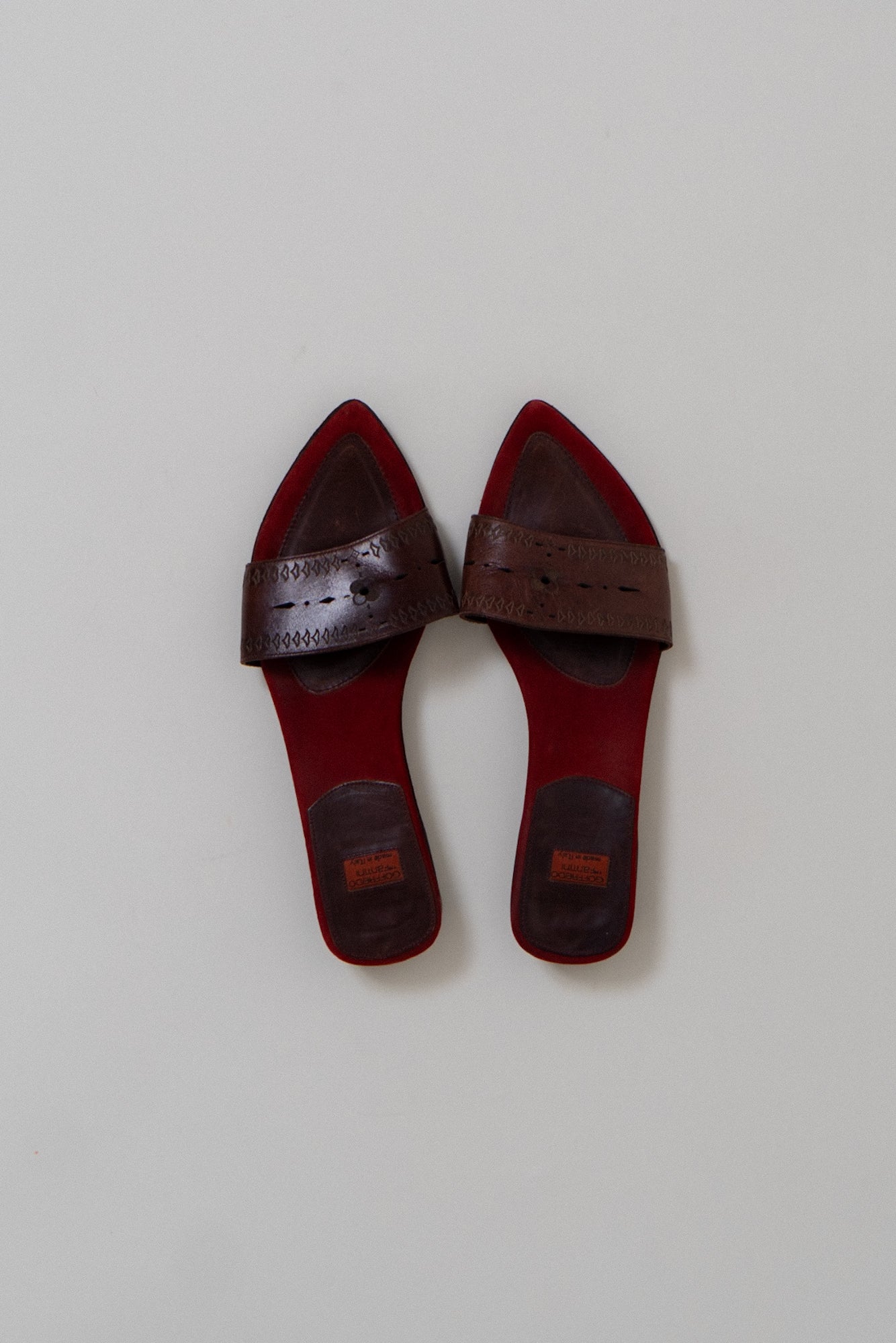 Vintage Italian Brown Leather Slides