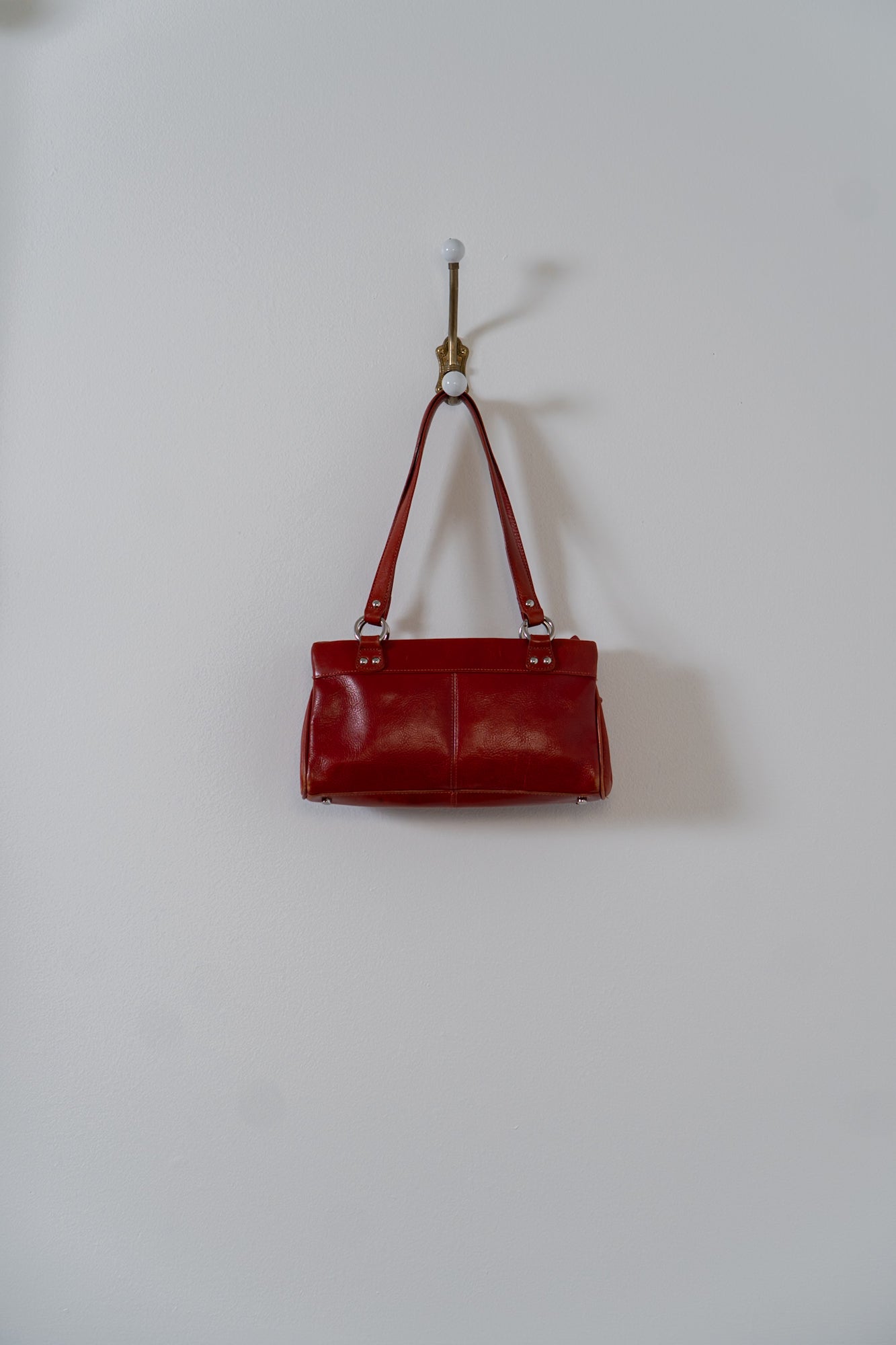 Vintage Fire Red Leather Shoulder Bag