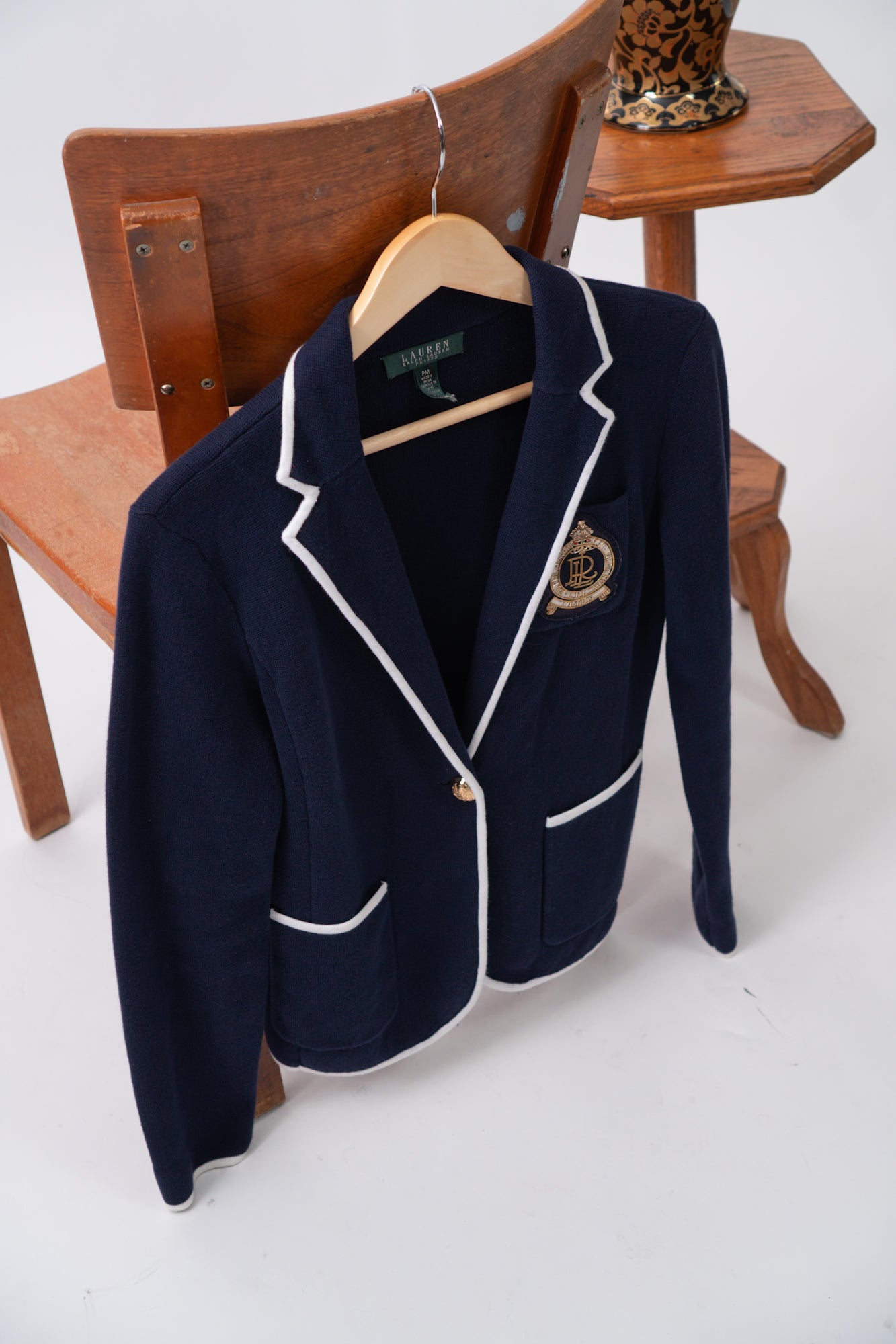 Y2K Ralph Lauren Collegiate Navy Cardigan Blazer