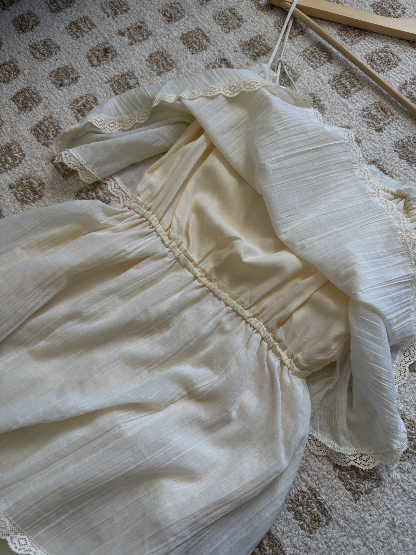 Vintage 70s Tiered Cream Dress