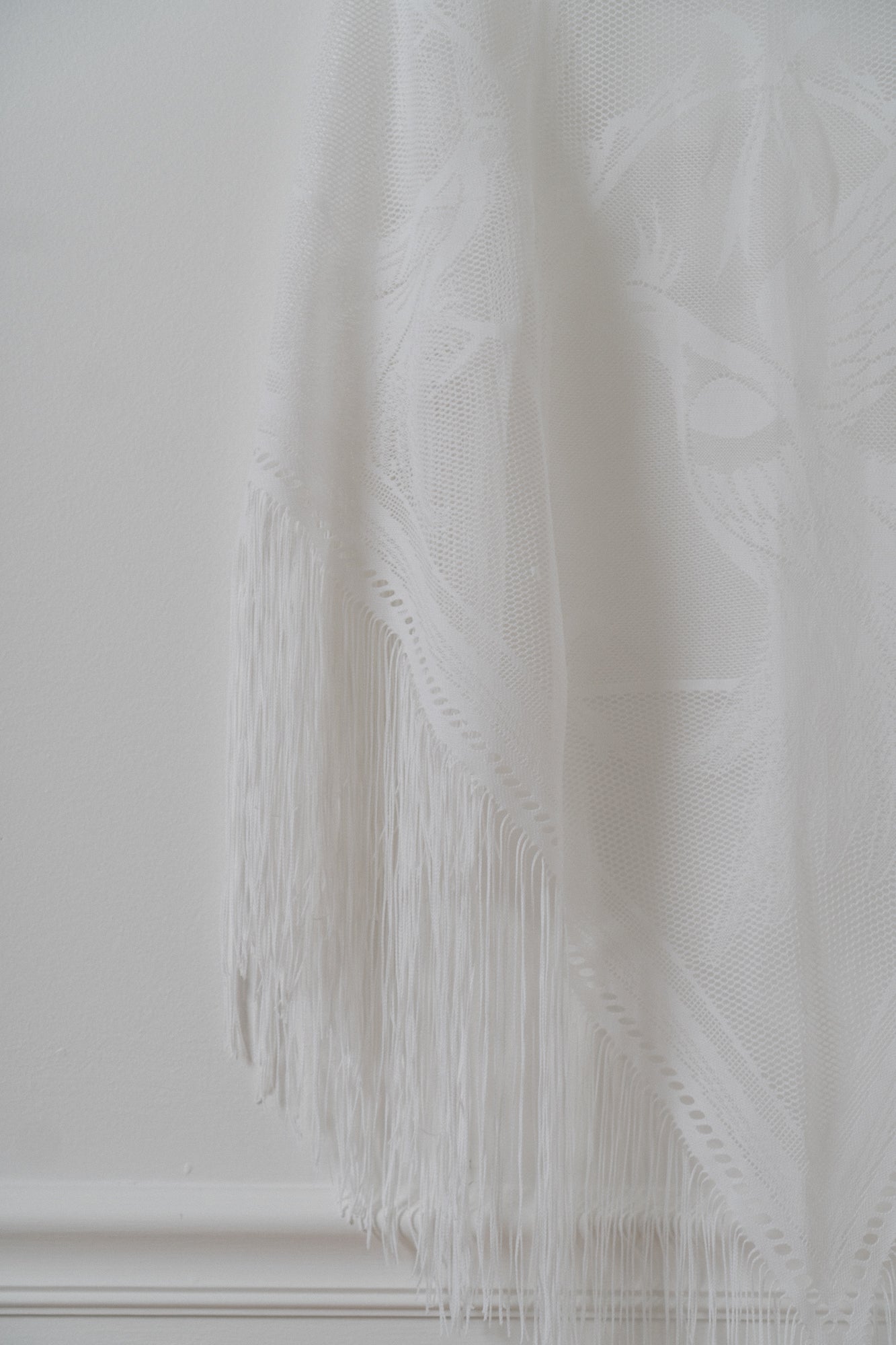 Vintage Birds & The Trees Fringe Shawl