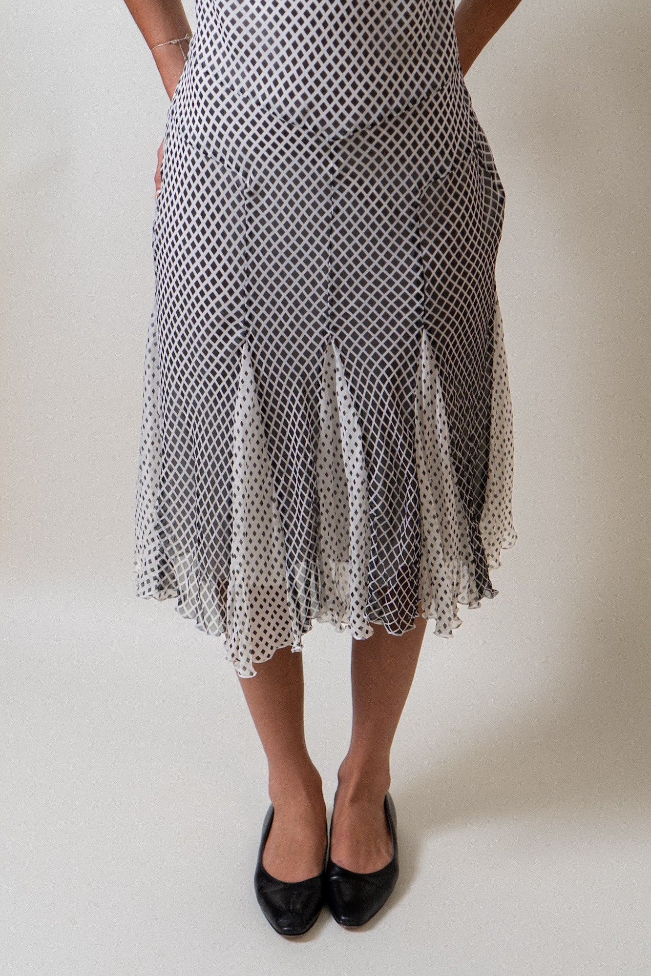 Vintage 100% Silk Diamond Dotted Dress
