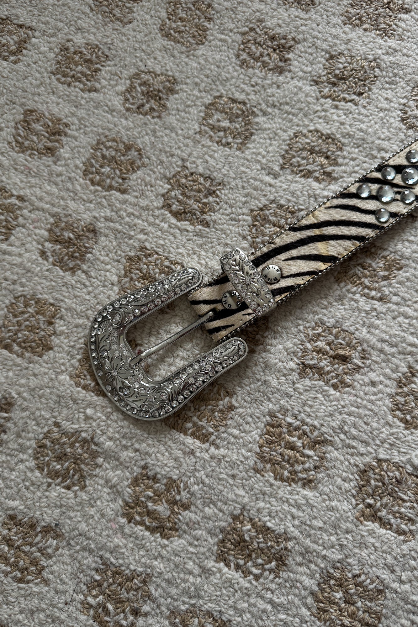 Y2K Zebra Pony Hair Embellished Belt