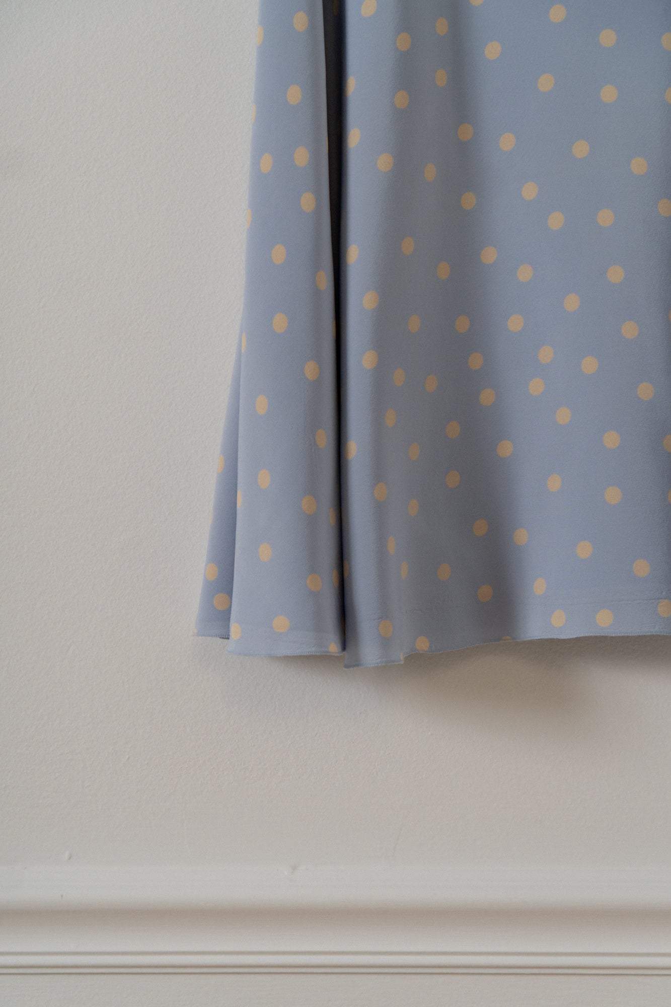 Vintage 100% Silk Periwinkle Polka Dot Skirt