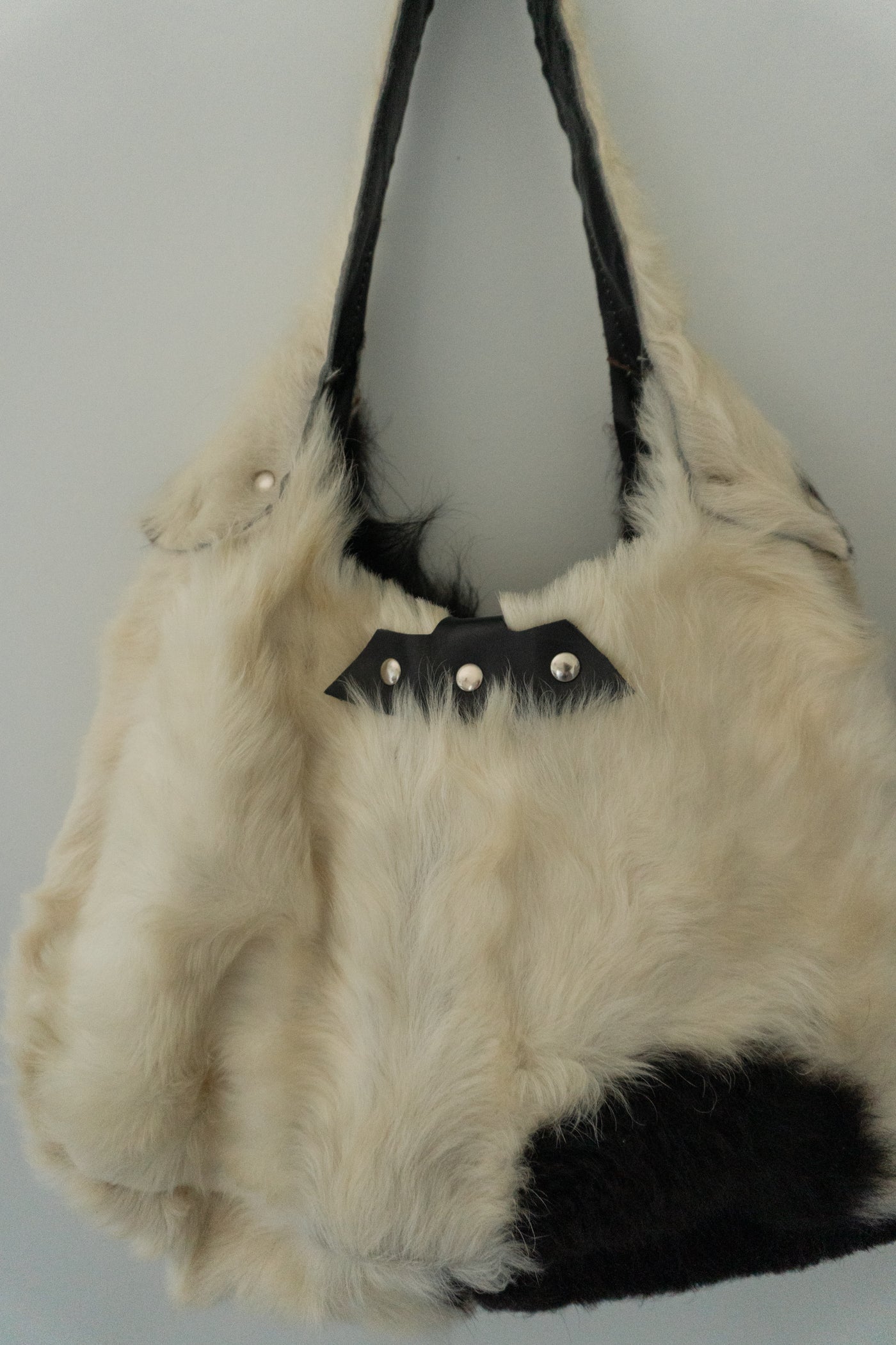 Vintage Artisan Made Genuine Calf Hair Large Hobo Bag