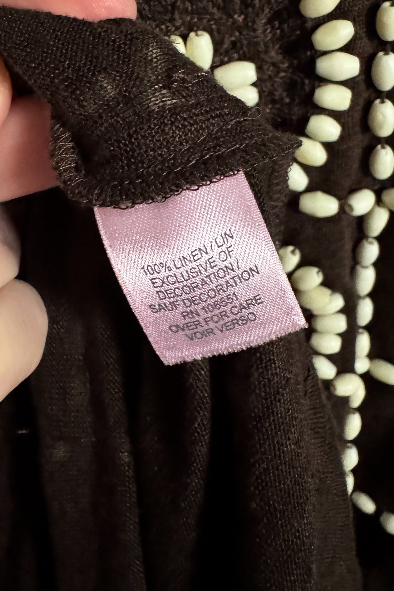 Vintage Linen Beaded Dress