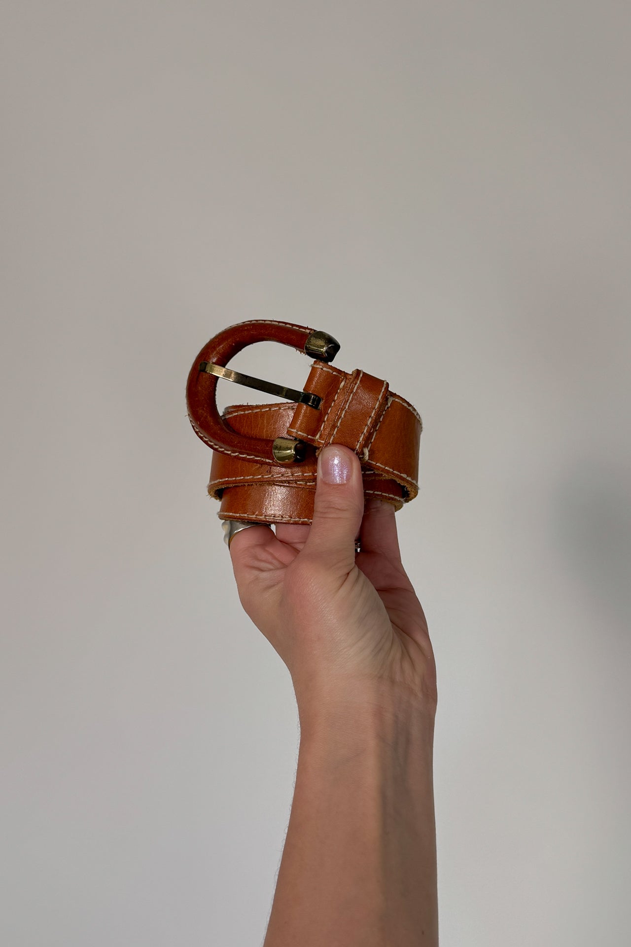 Vintage 100% Leather Cognac Belt