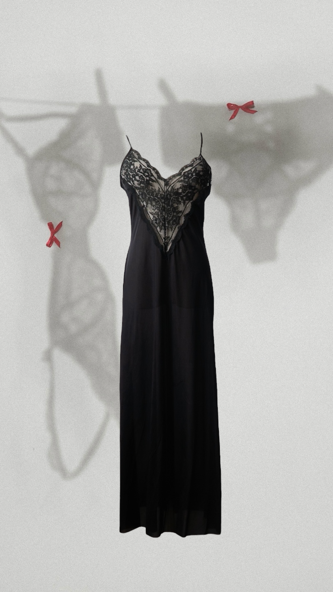 VTG Black Lace Bodice Maxi Slip Dress