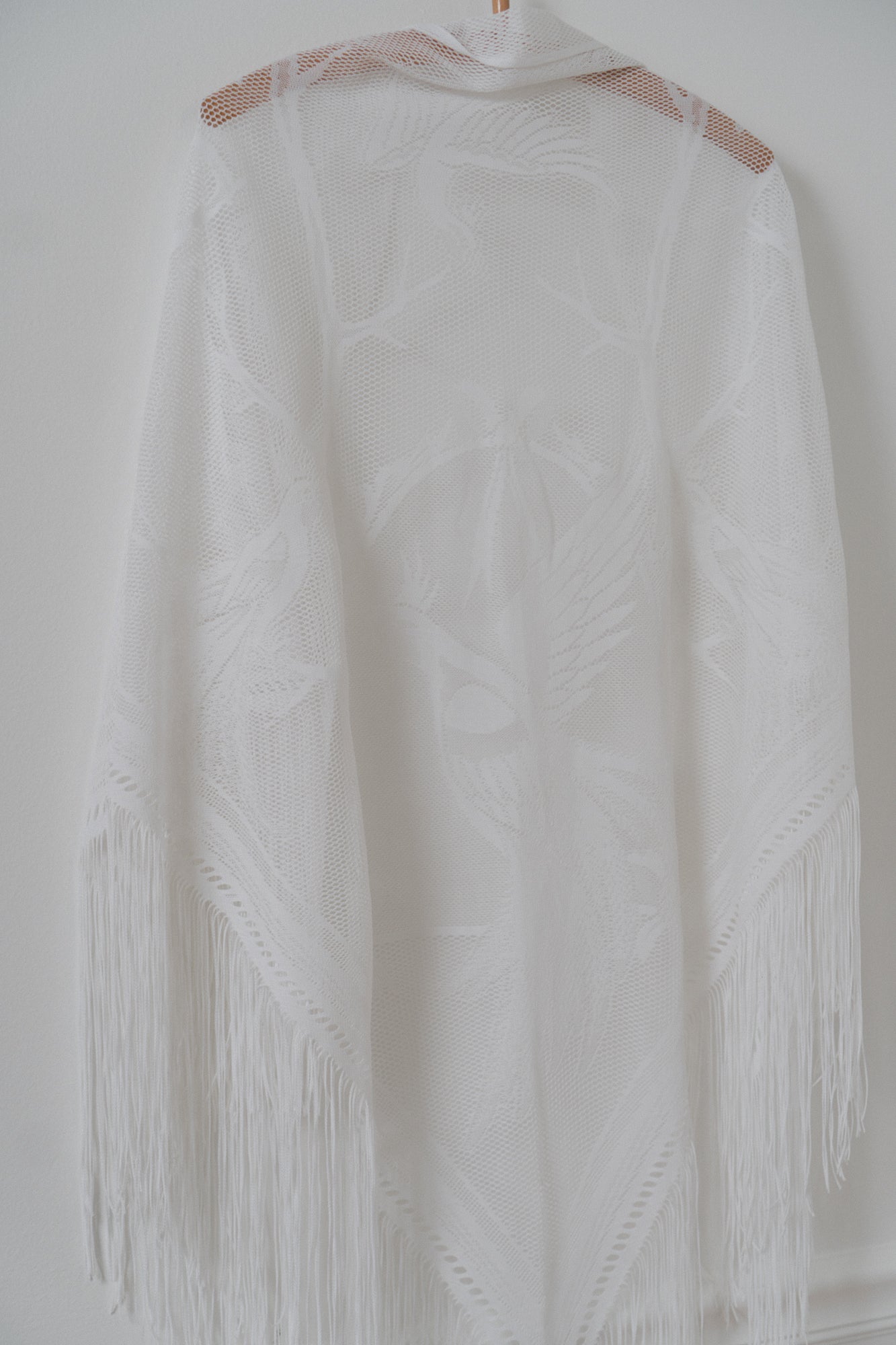 Vintage Birds & The Trees Fringe Shawl