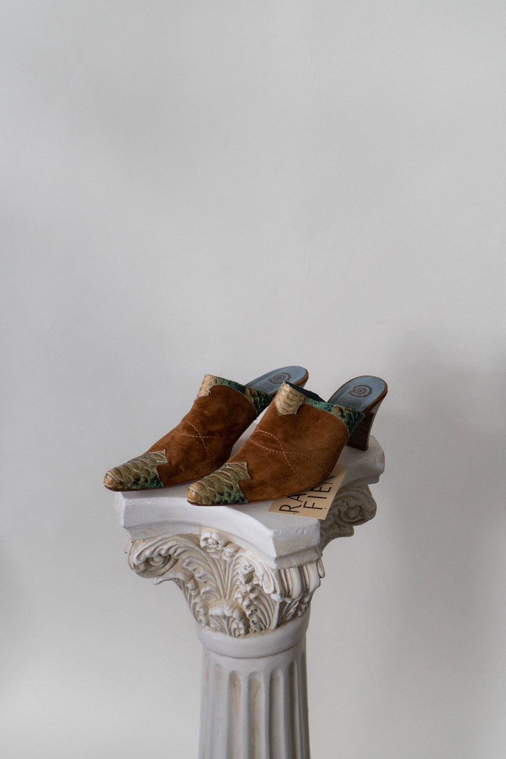 Vintage Croc Suede Western Mules