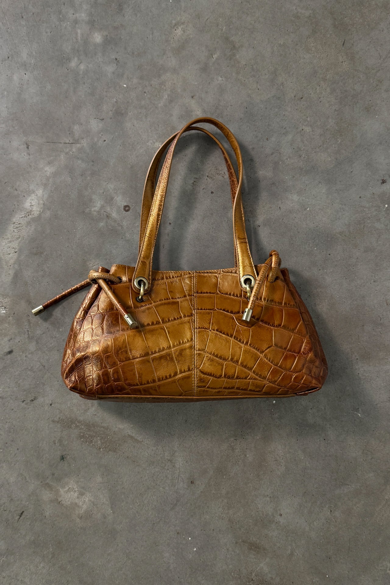 Vintage Metallic Leather Shoulder Bag