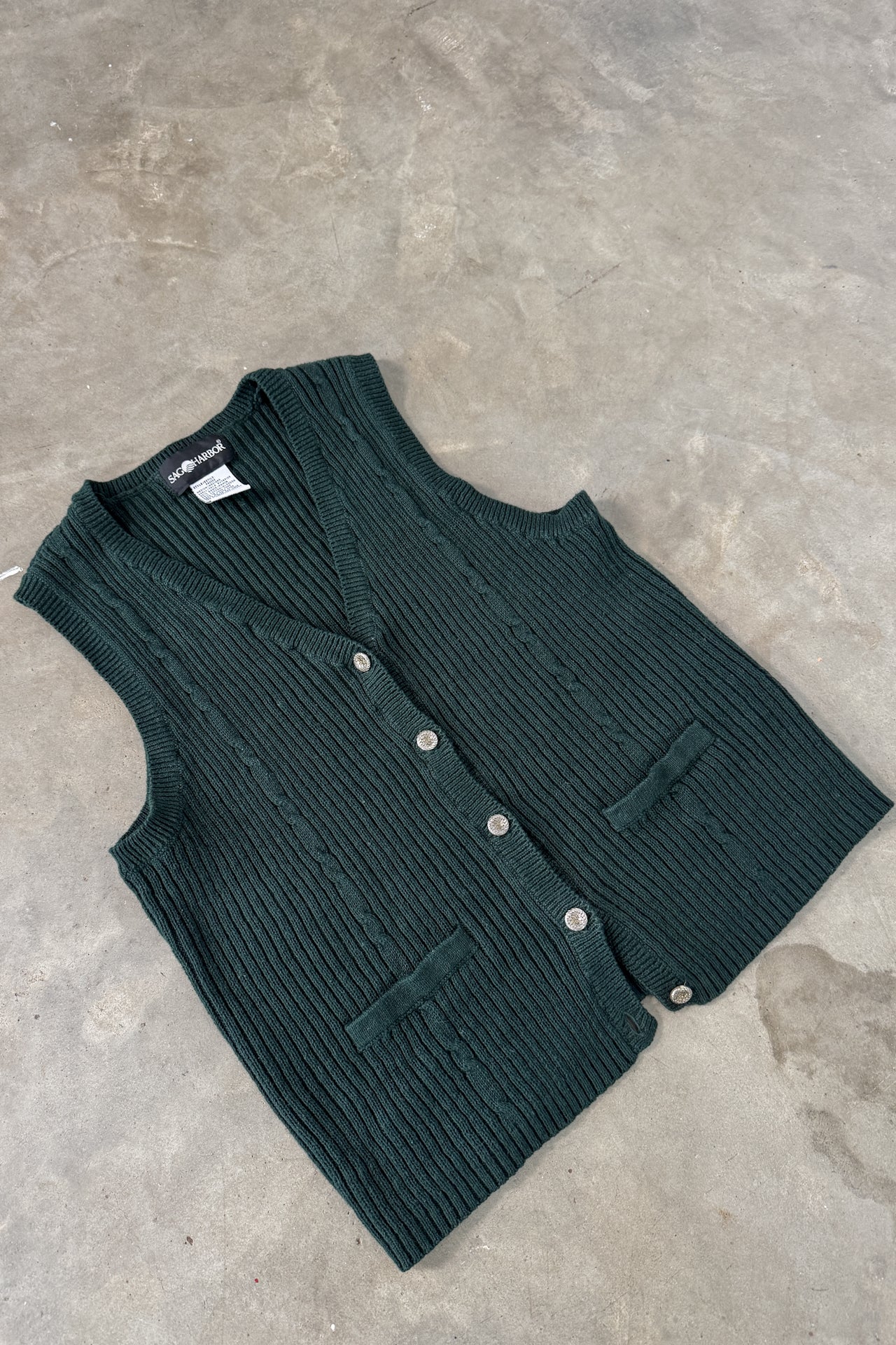 Vintage Deep Green Knit Vest