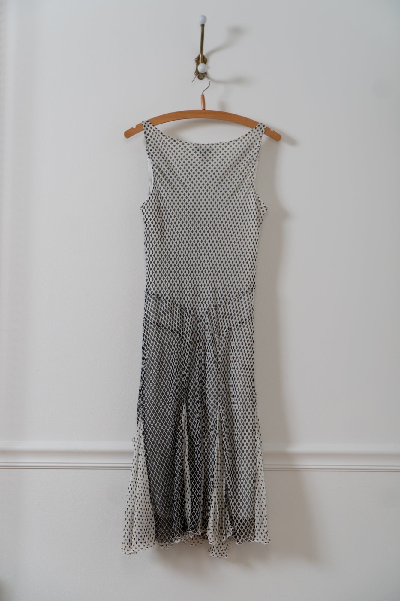Vintage 100% Silk Diamond Dotted Dress