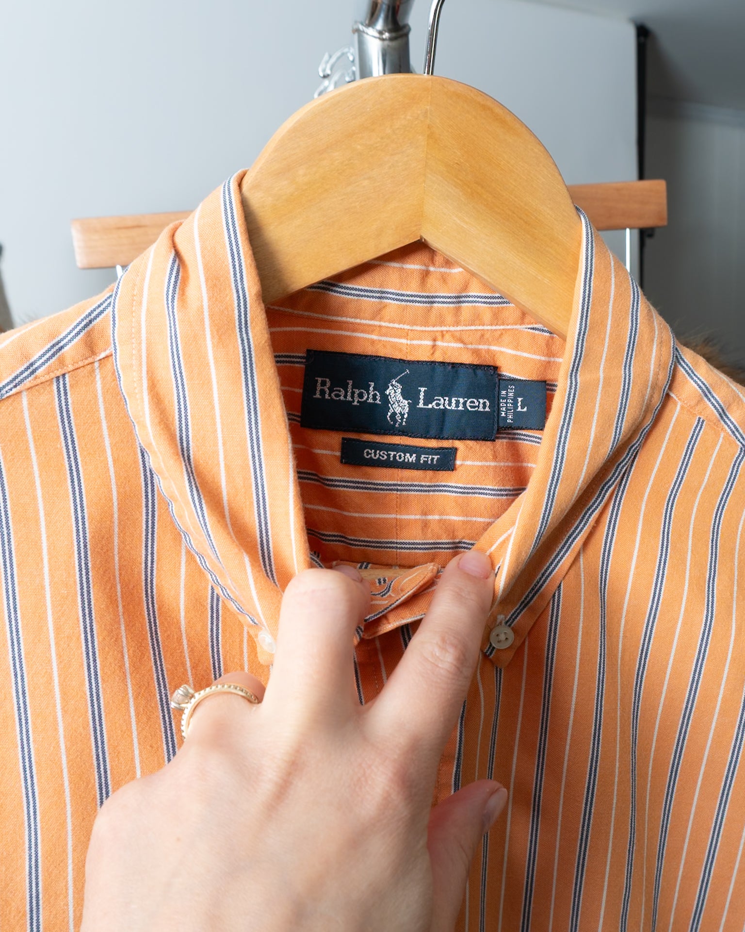 VTG Ralph Lauren Orange Stripe Button Down