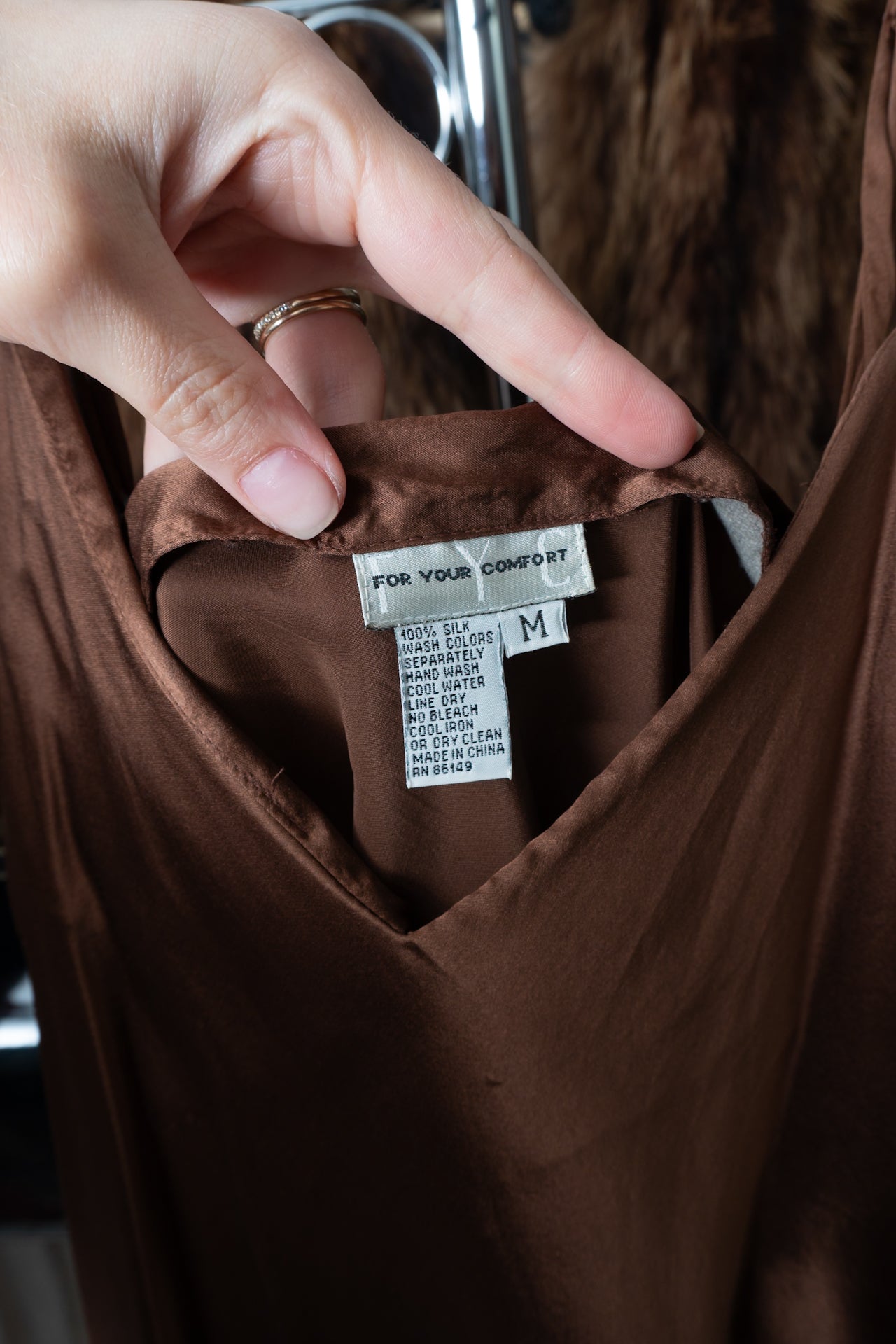 VTG 100% Silk Chocolate Brown Slip Dress